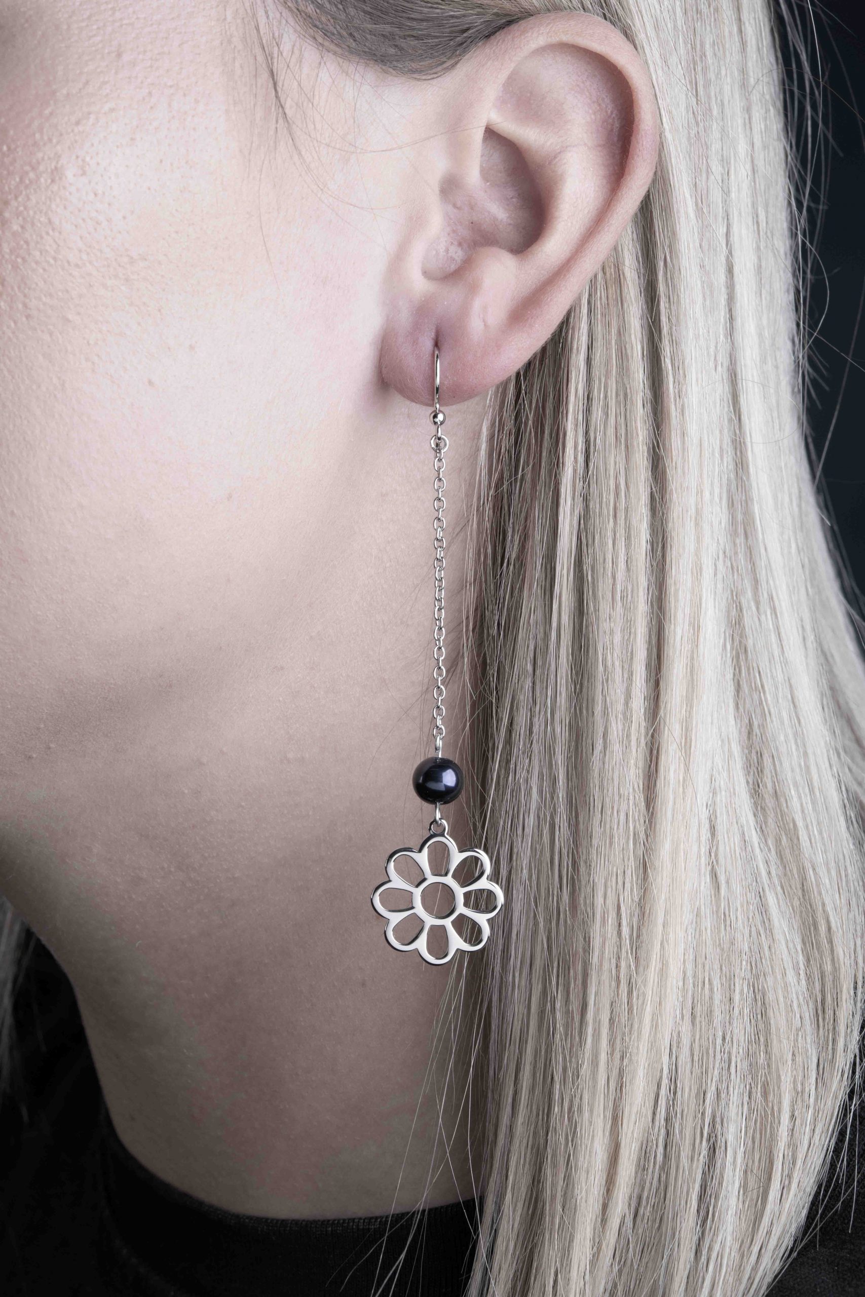 Náušnice – Libay margarétka+ kunzit - dlhé