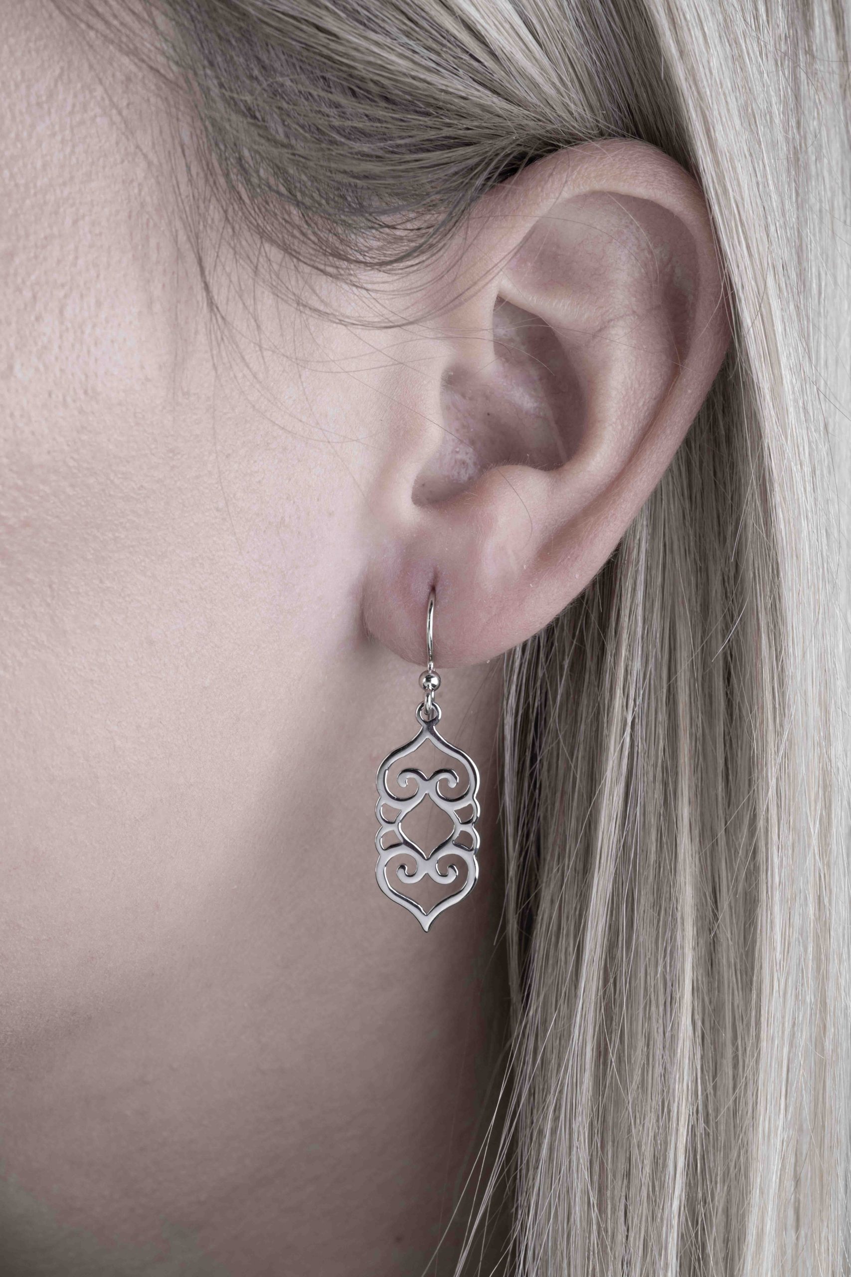 Náušnice čipka srdce ornament 2,5cm