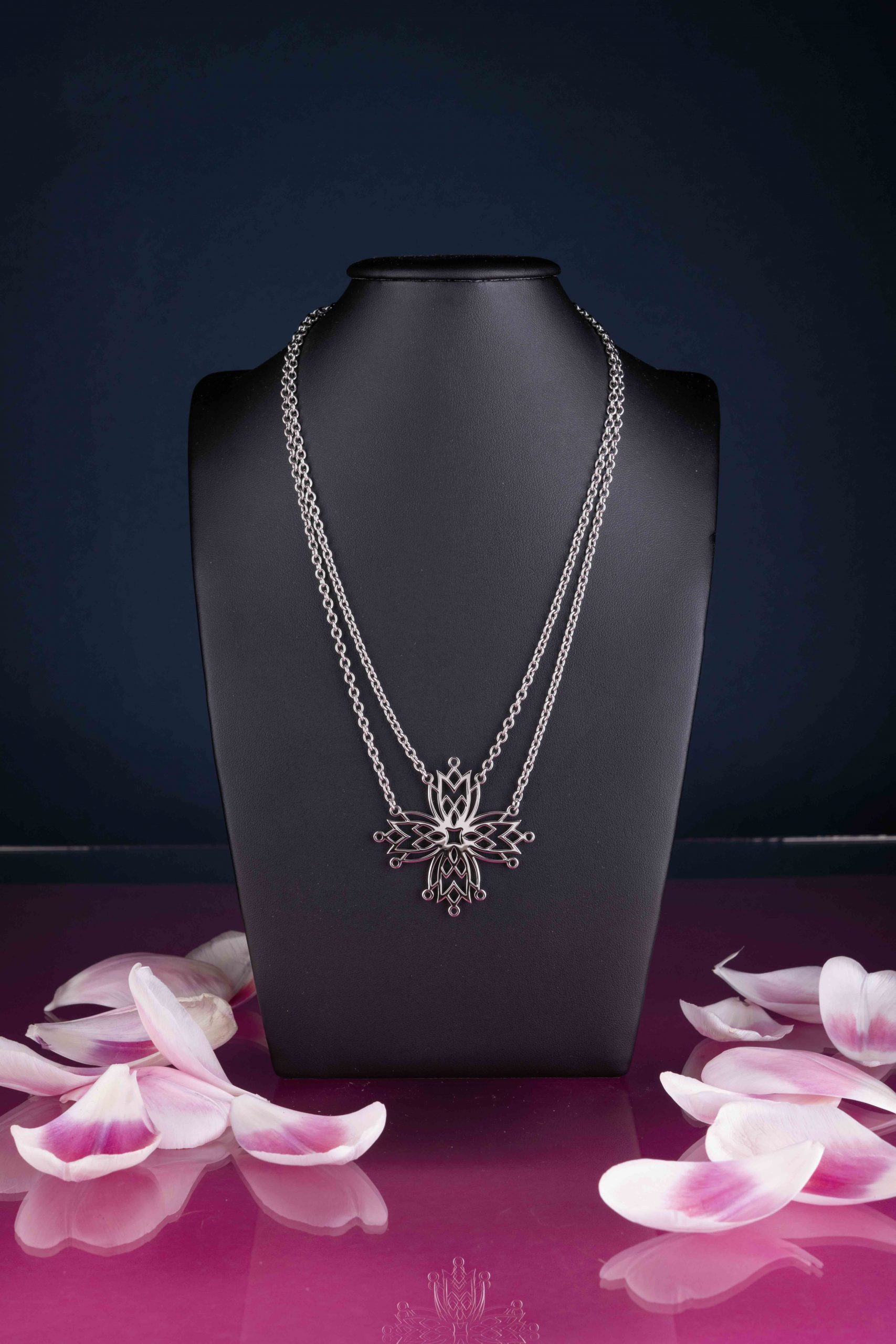 Náhrdelník zvonček ornament 1 - modrotlač