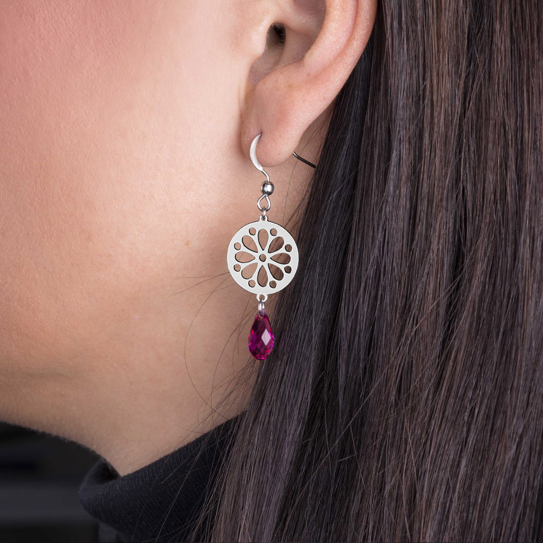 Náušnice čipka margarétka mini - swarovski