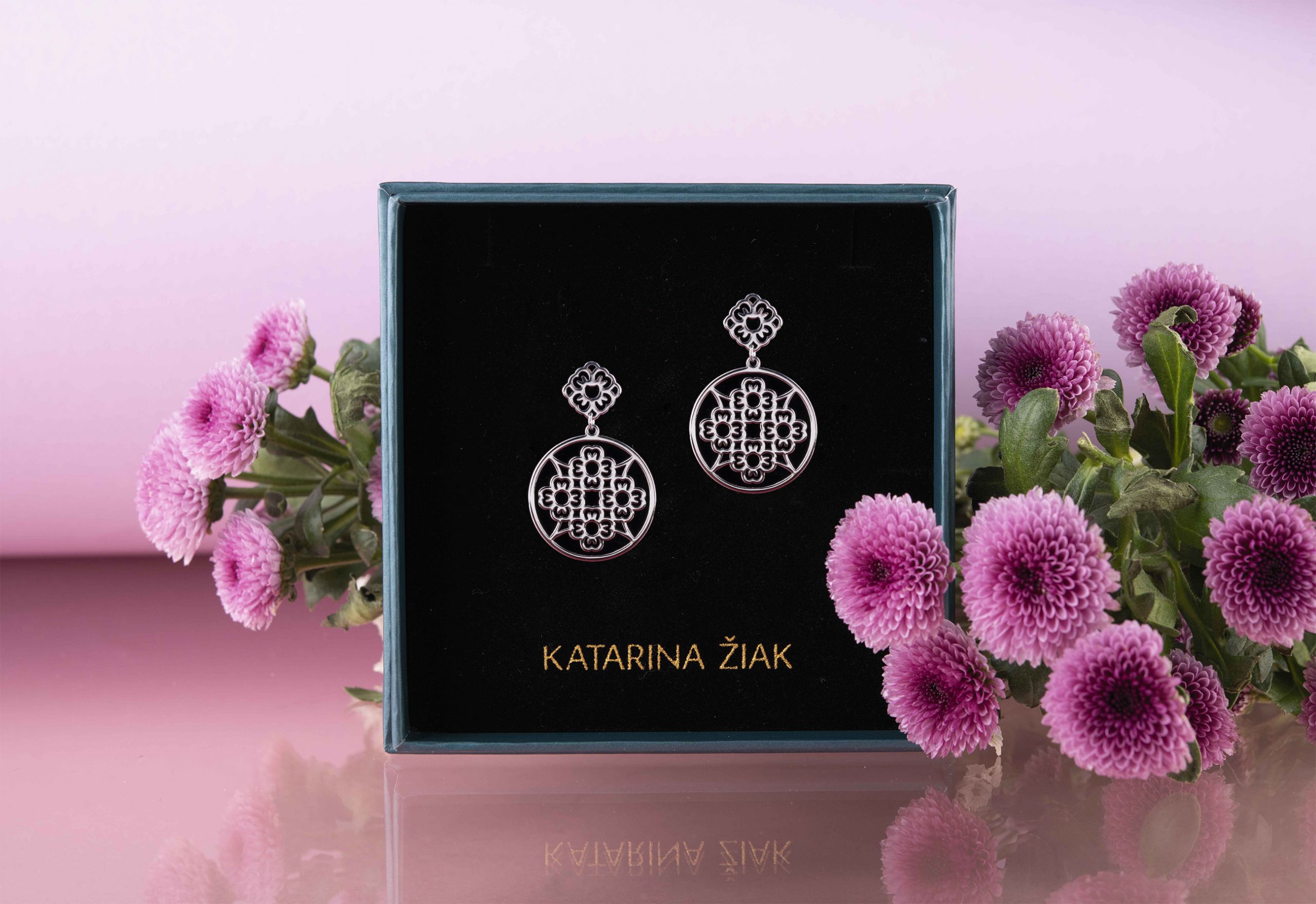 Napichovacie náušnice modrotlač nezábudka kruh - mačacie oko