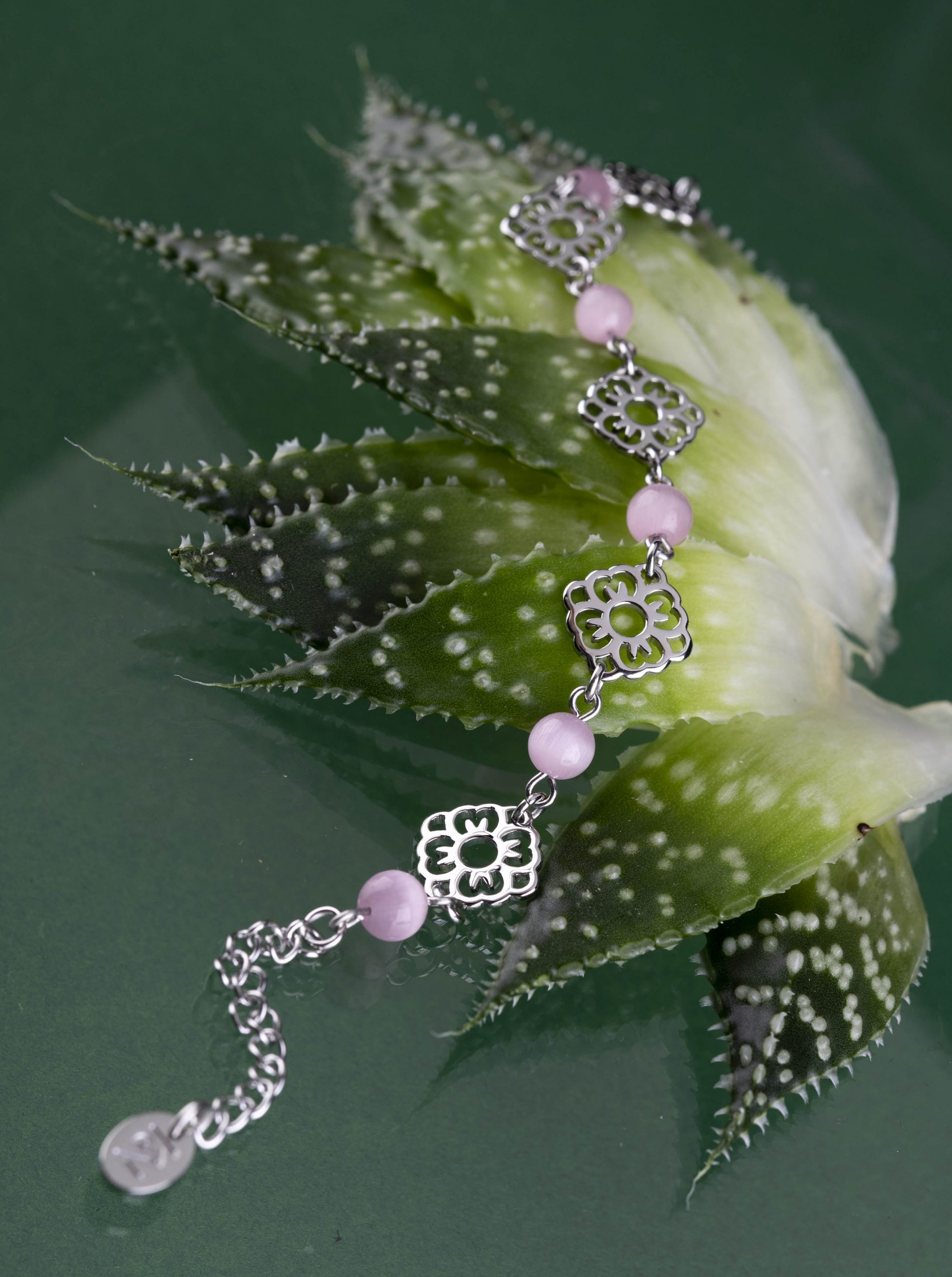 Náramok modrotlač nezábudka 5x +mačacie oko