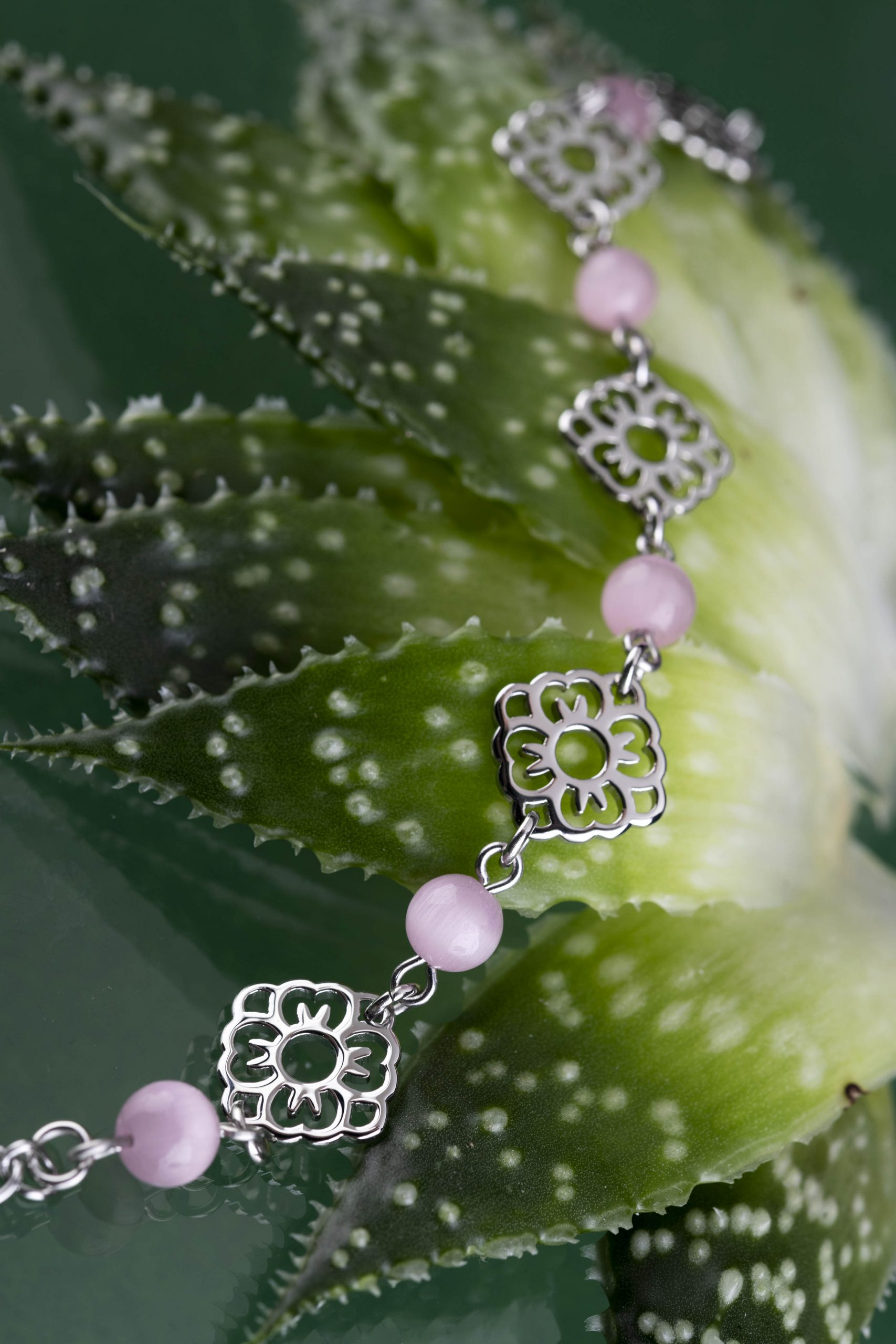 Náramok modrotlač nezábudka 5x +mačacie oko