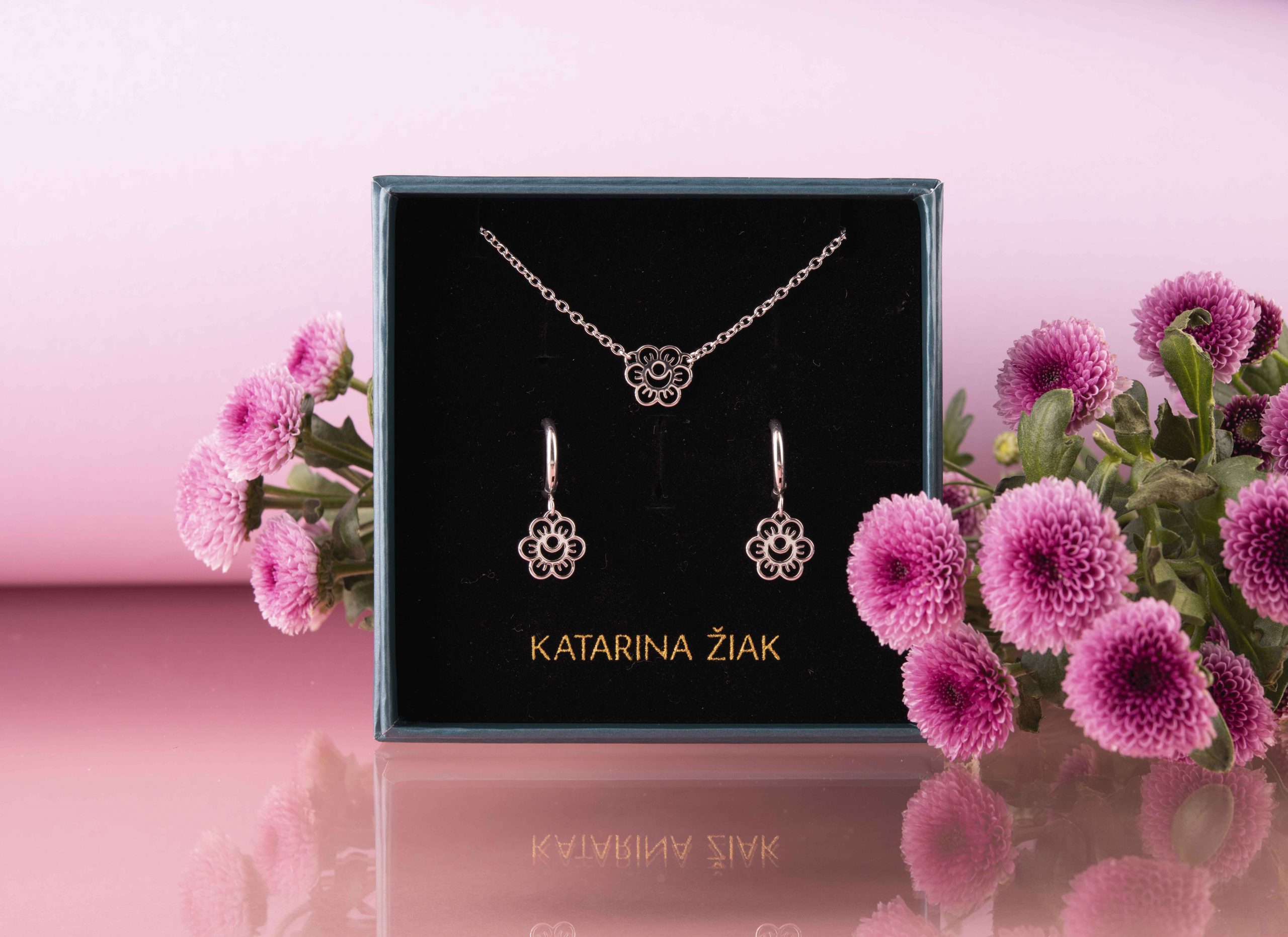 Set - náušnice a náhrdelník kvietok Veronika 1cm -1