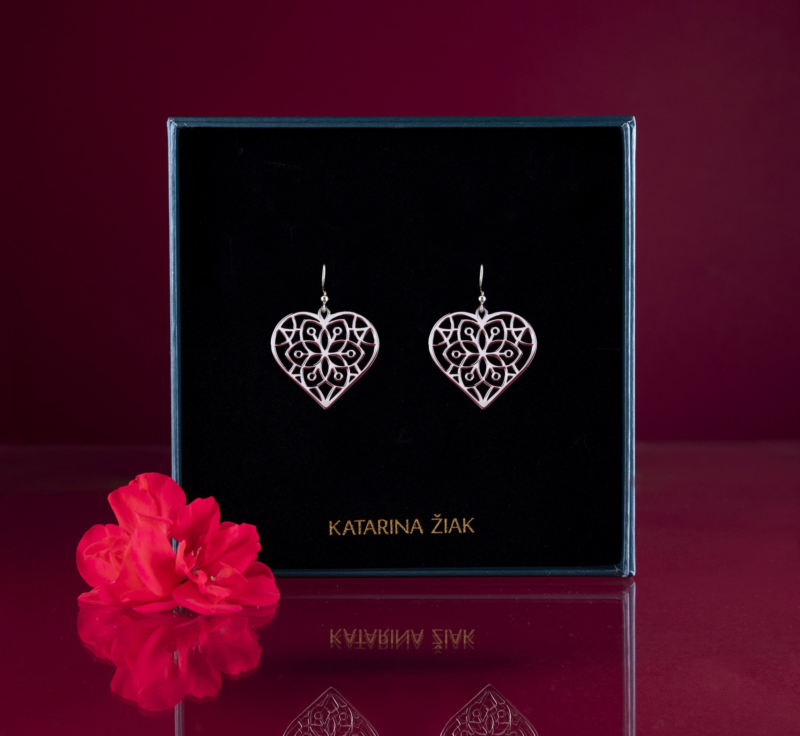 Náušnice kvet života srdce +háčik