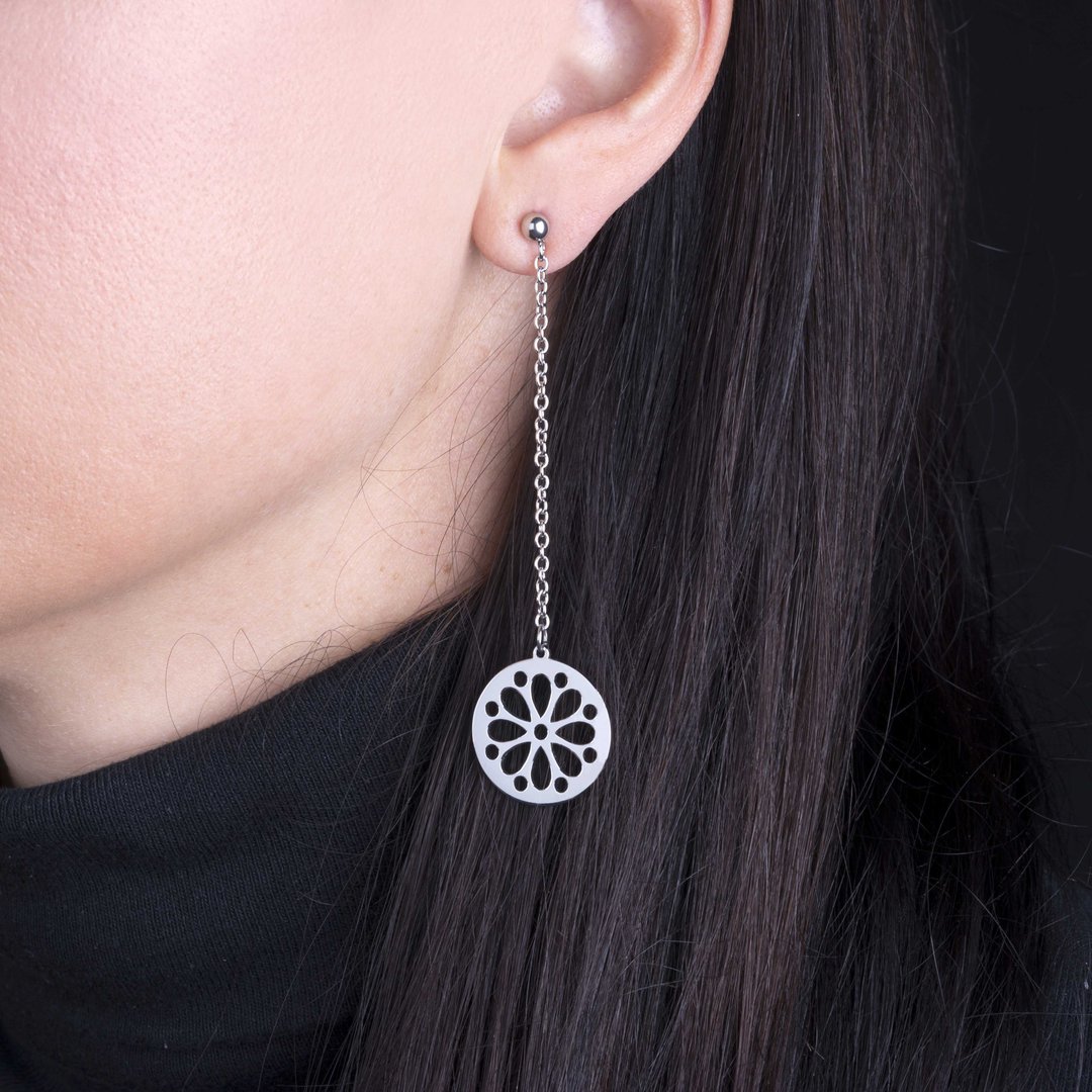 Náušnice čipka - margarétka mini na retiazke