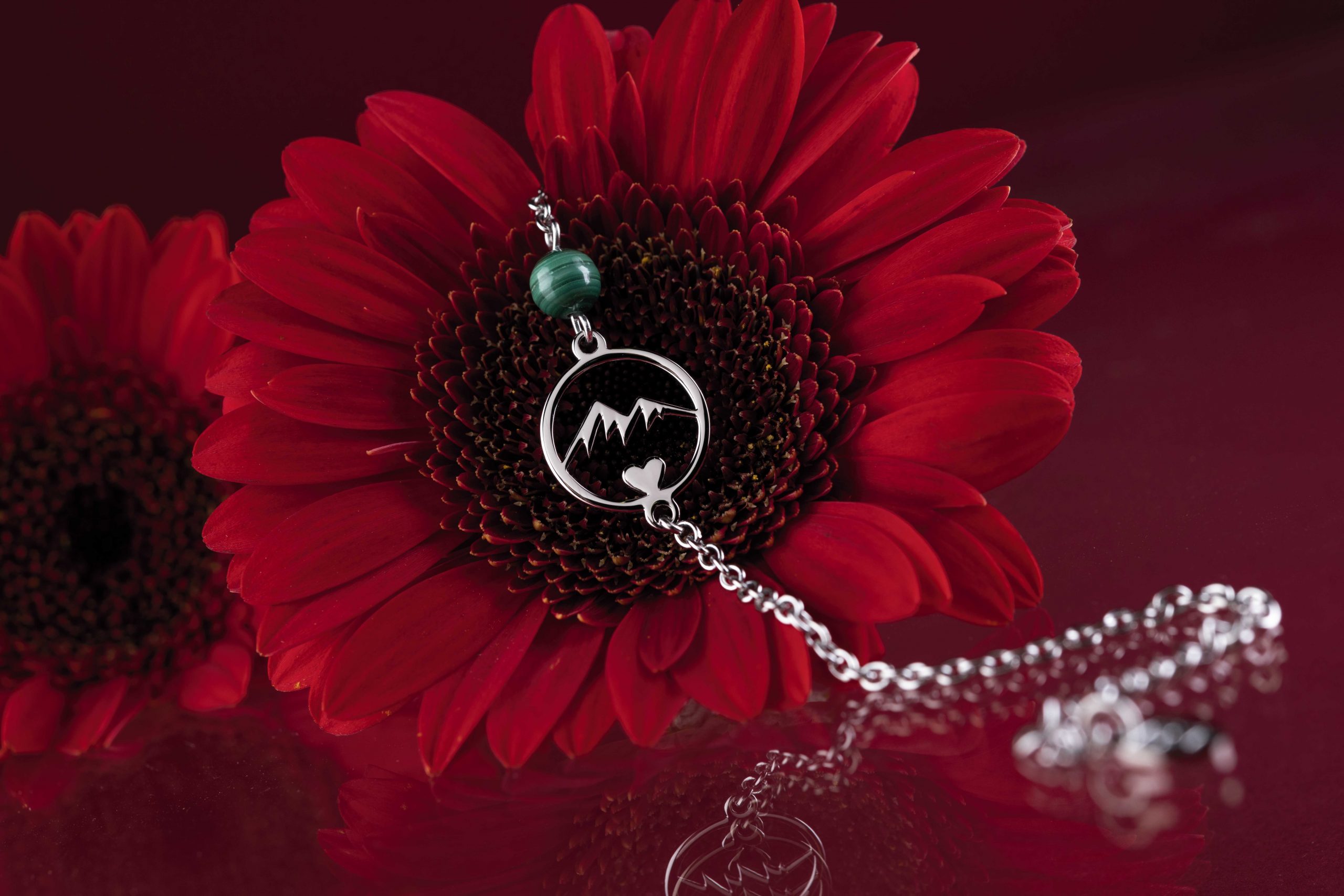 Náramok hory kruh 2 - retiazka + malachit