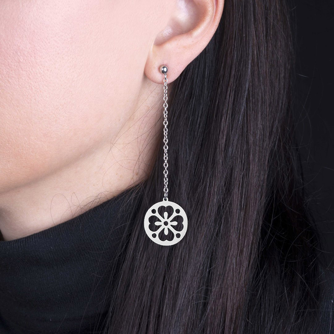 Náušnice čipka - nezábudka mini na retiazke