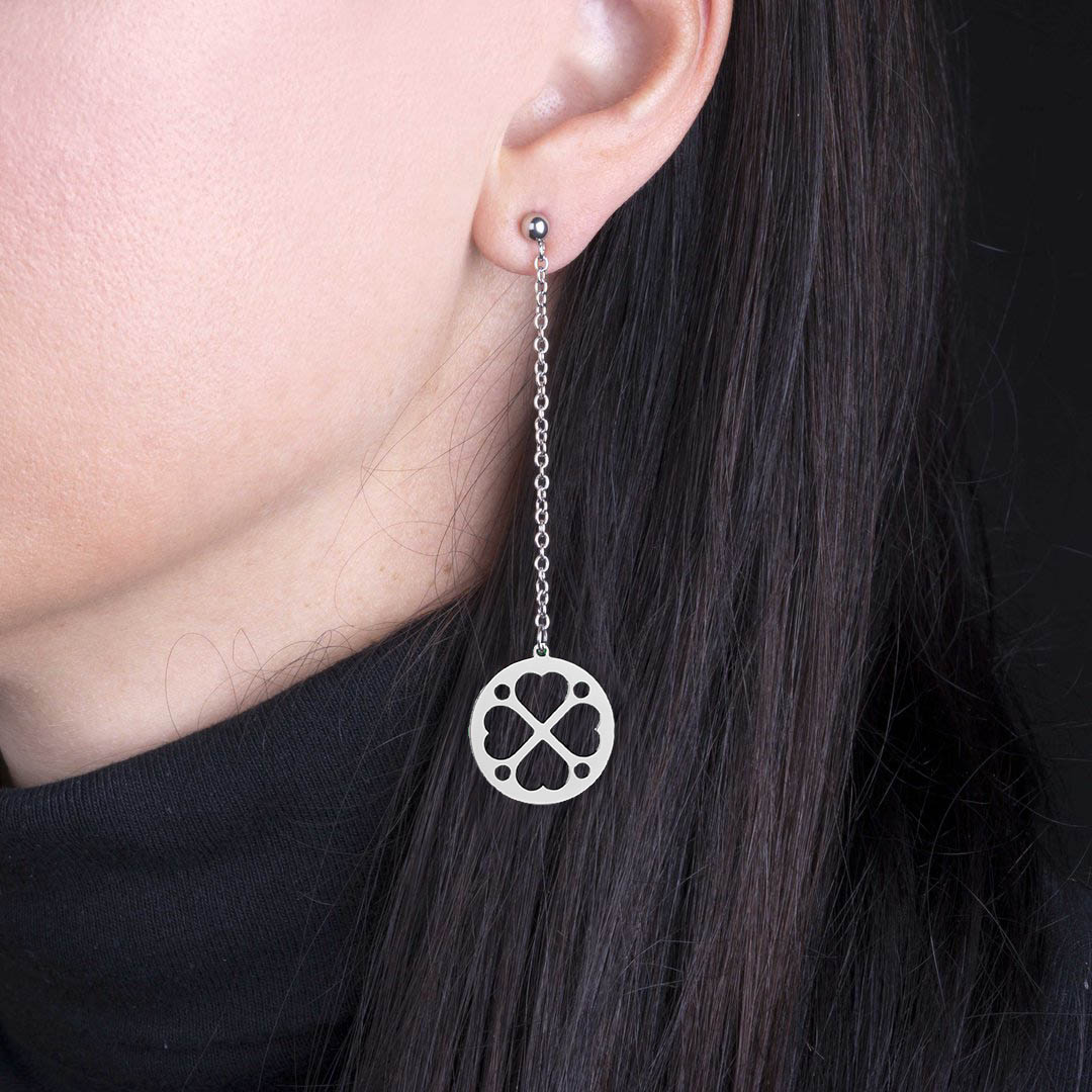 Náušnice čipka - štvorlístok mini na retiazke