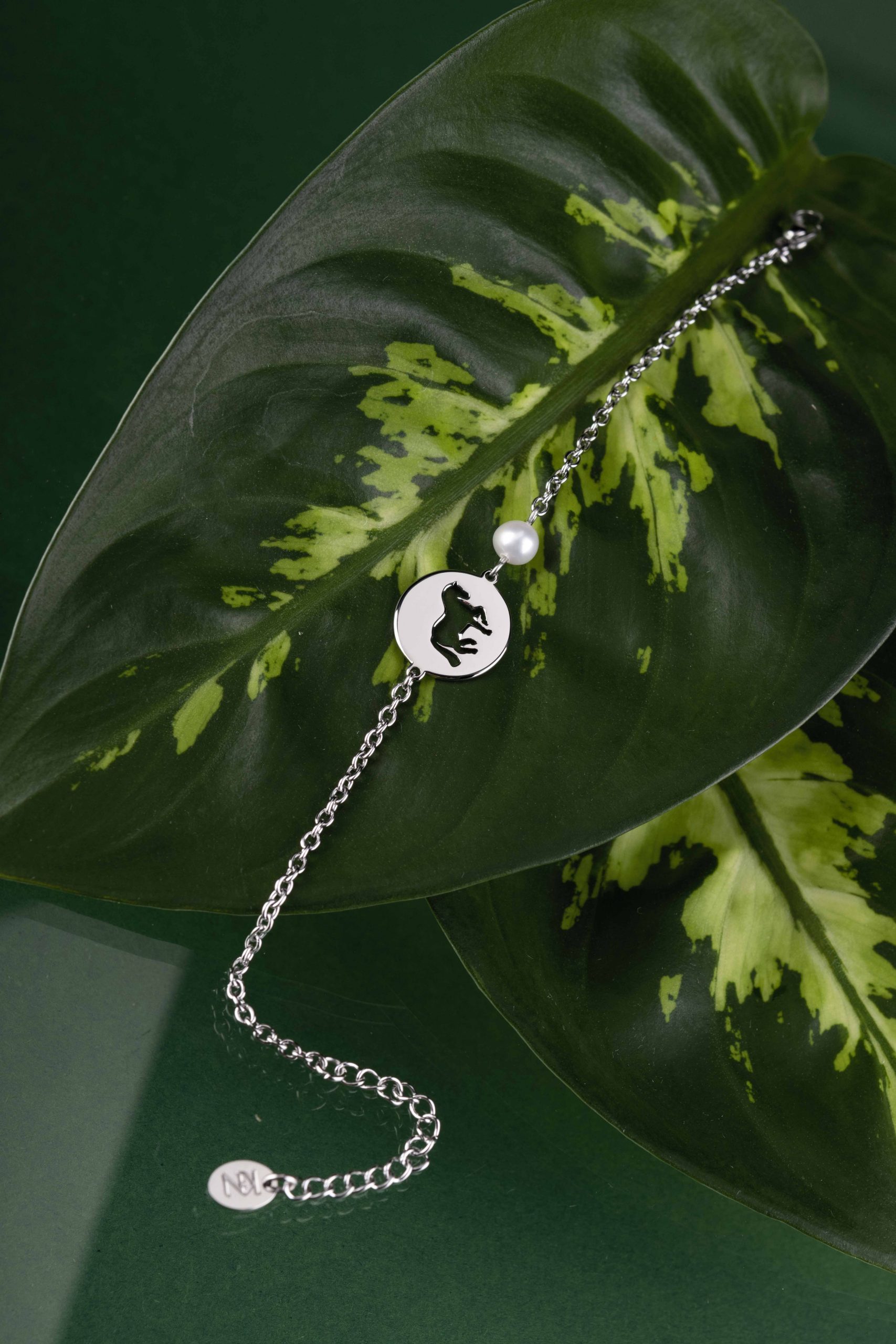 Náramok Piaf koník – retiazka + perla