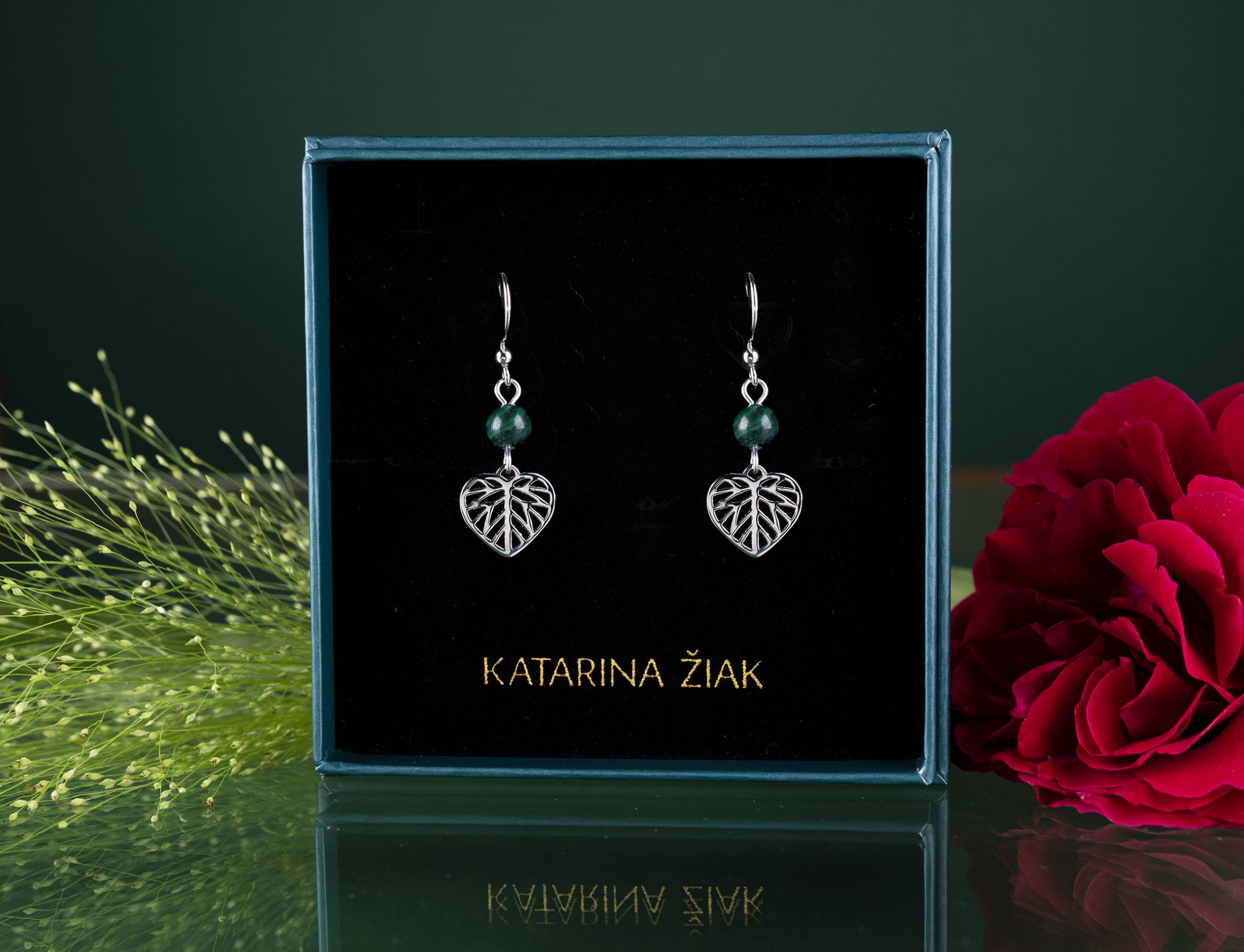 Náušnice lipa mini + malachit