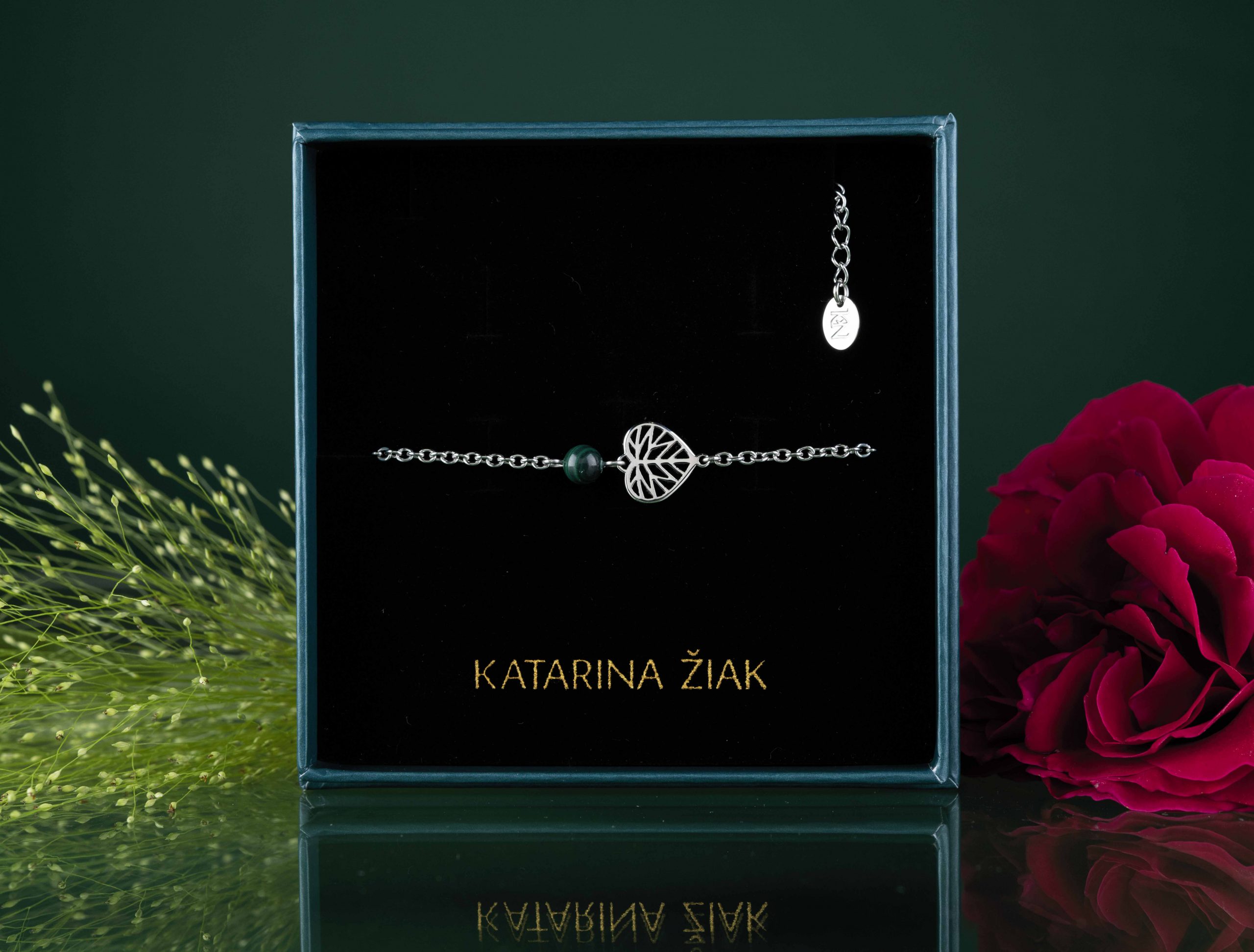 Náramok lipa mini – retiazka + malachit