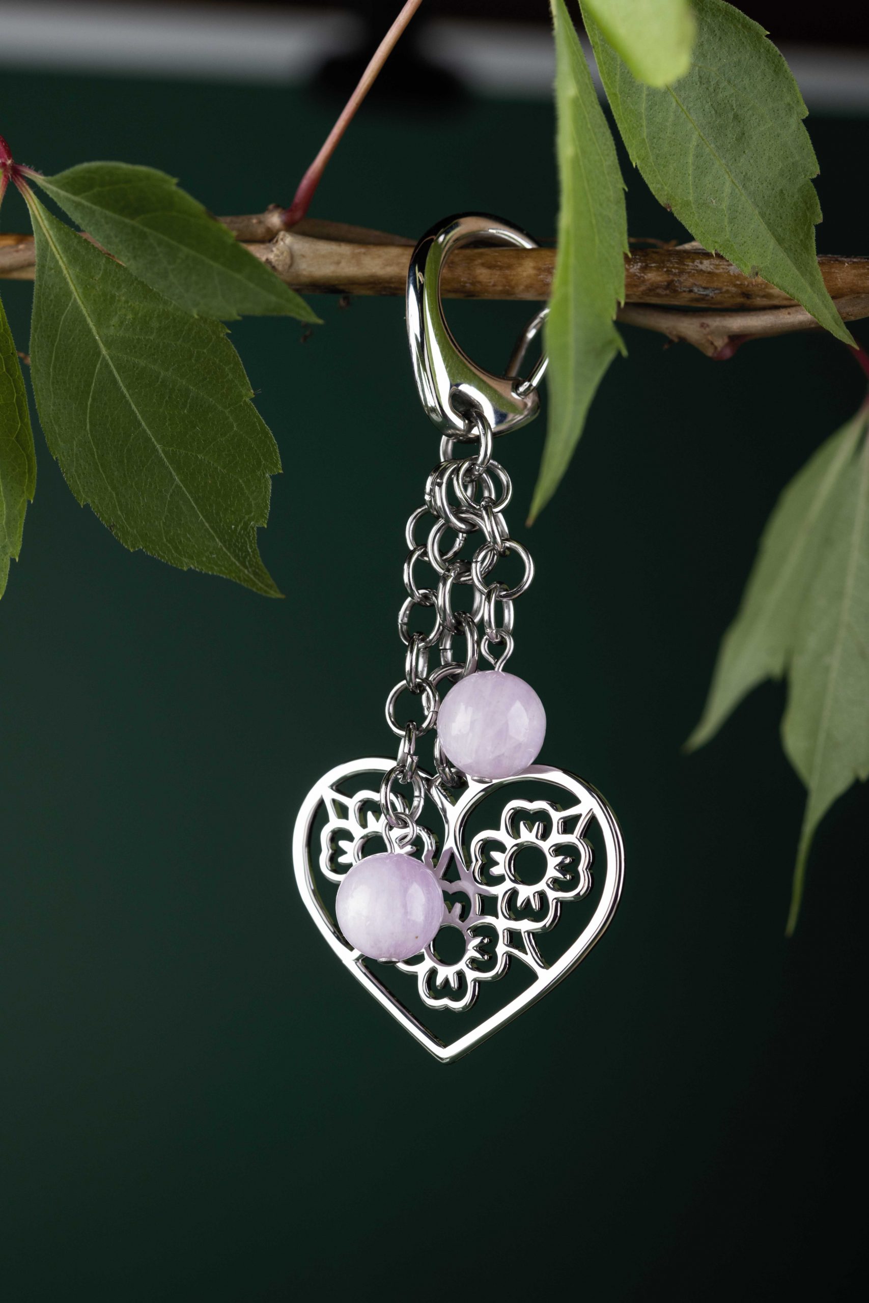 Kľúčenka - srdce nezábudky + kunzit