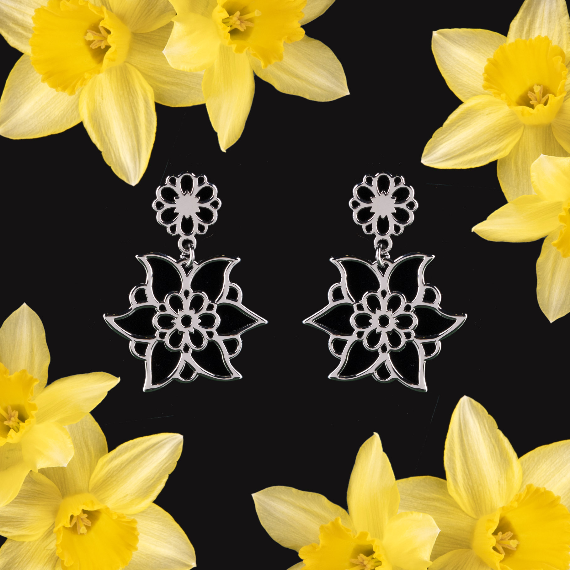 Náušnice narcis kvet 1 - 2,5cm