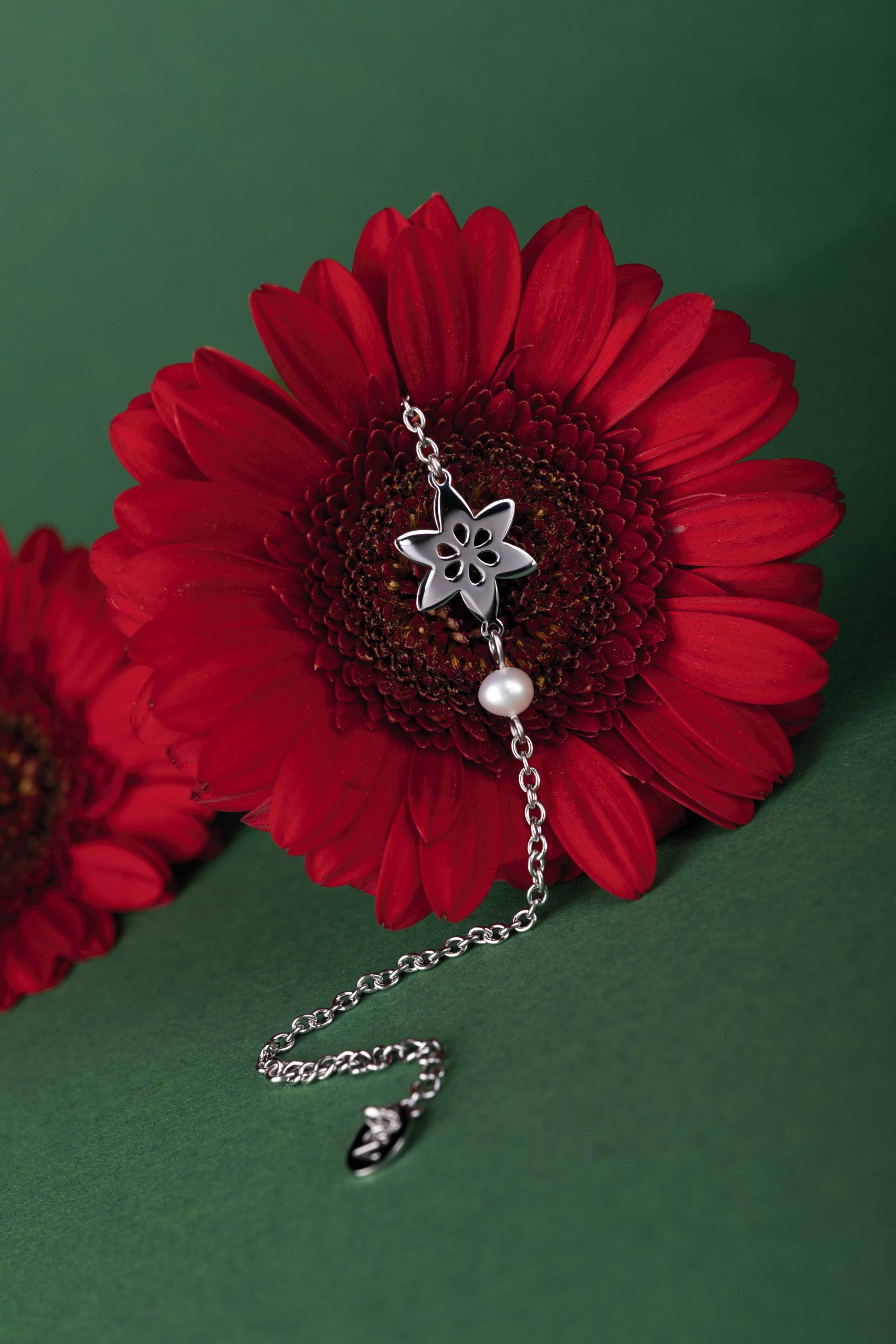 Náramok klematis 3 - retiazka + perla