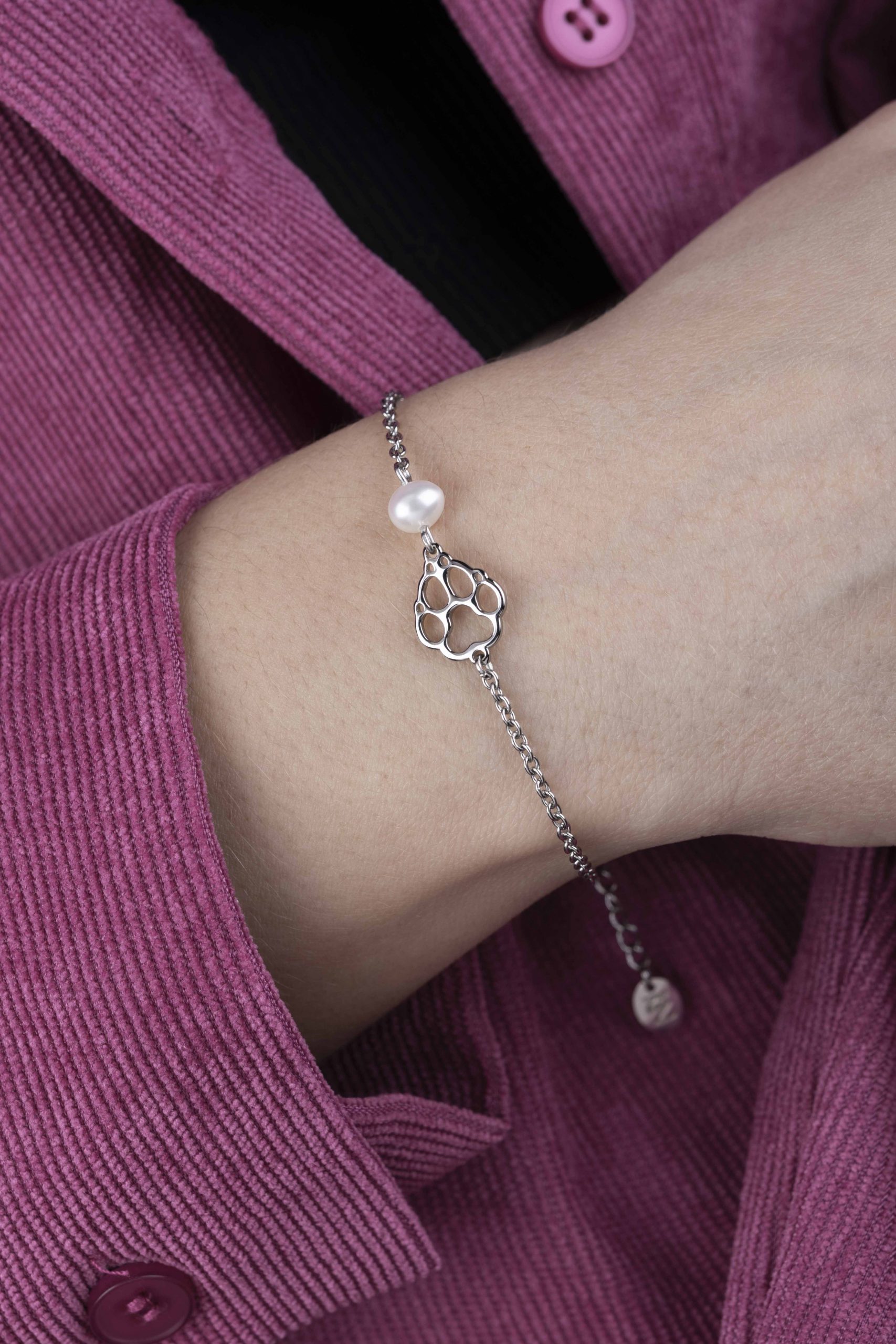 Náramok Labka pes Cami – retiazka + perla