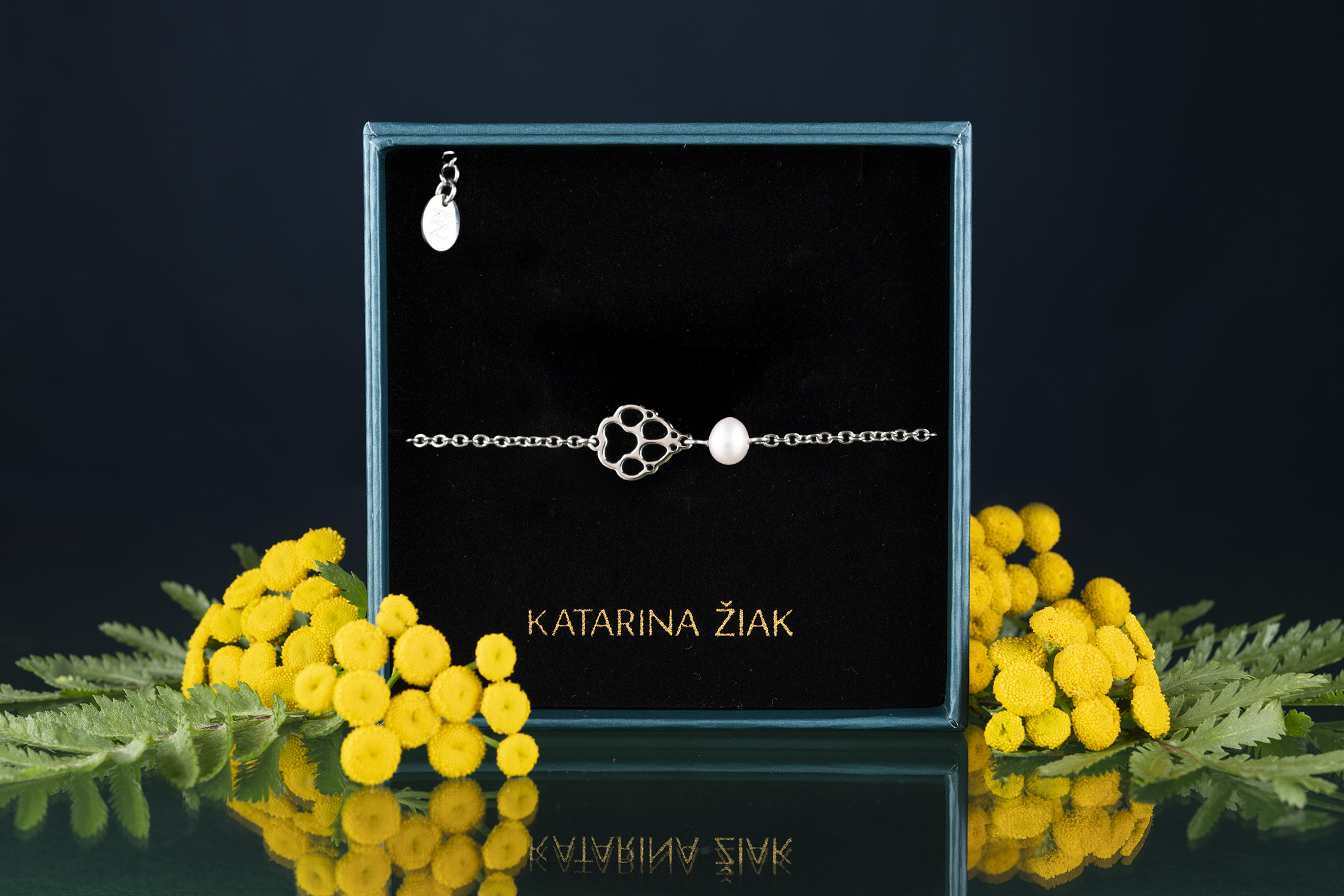 Náramok Labka pes Cami – retiazka + perla