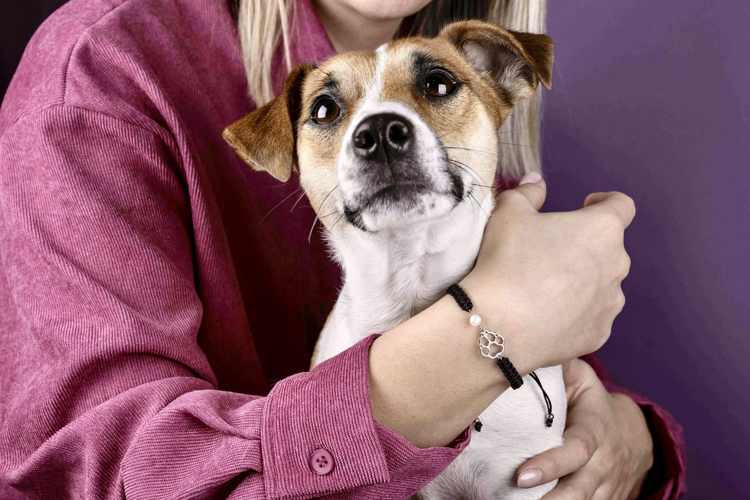 Náramok Labka pes Cami – šnúrka + perla