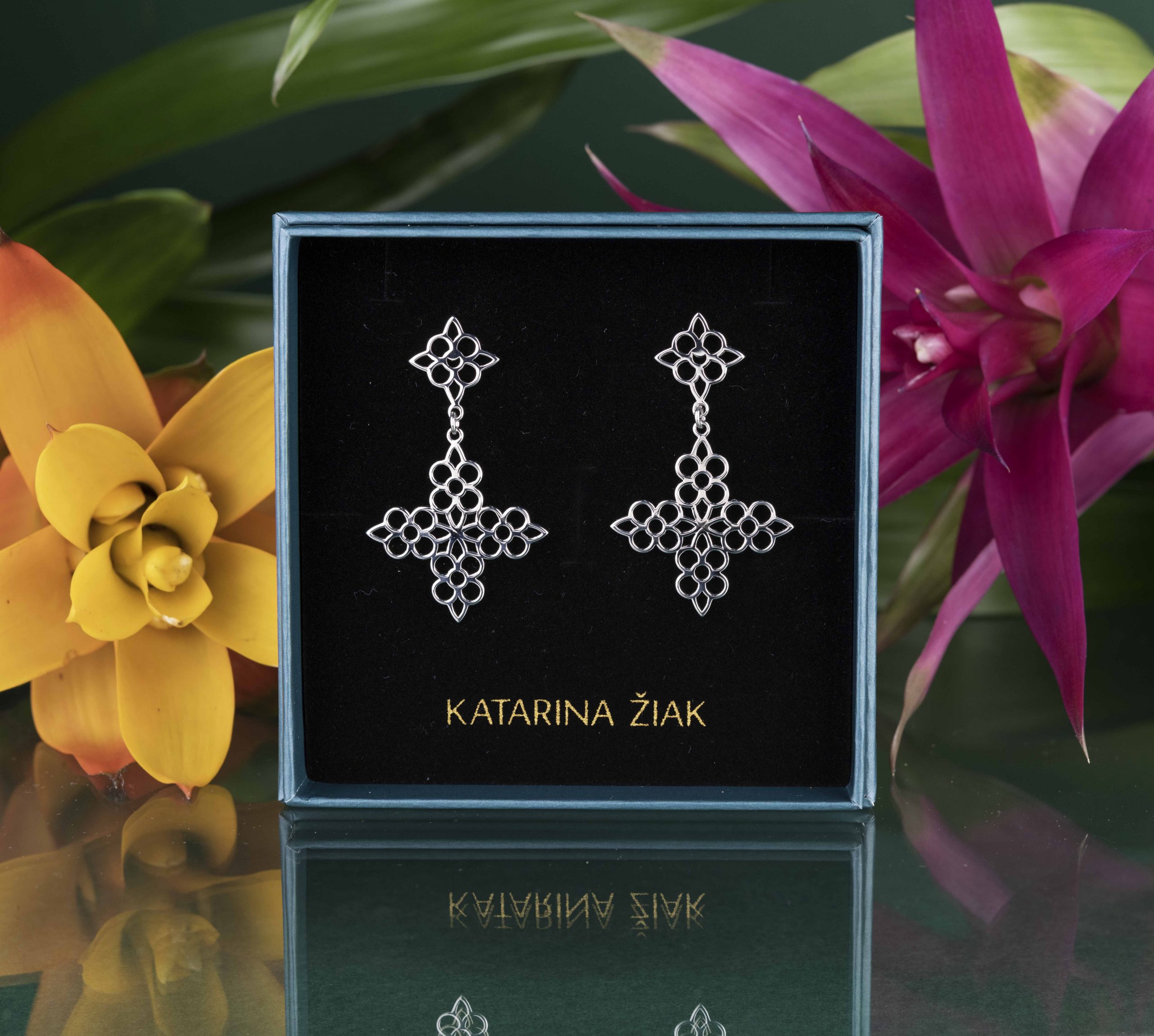 Náušnice modrotlač krížik 1