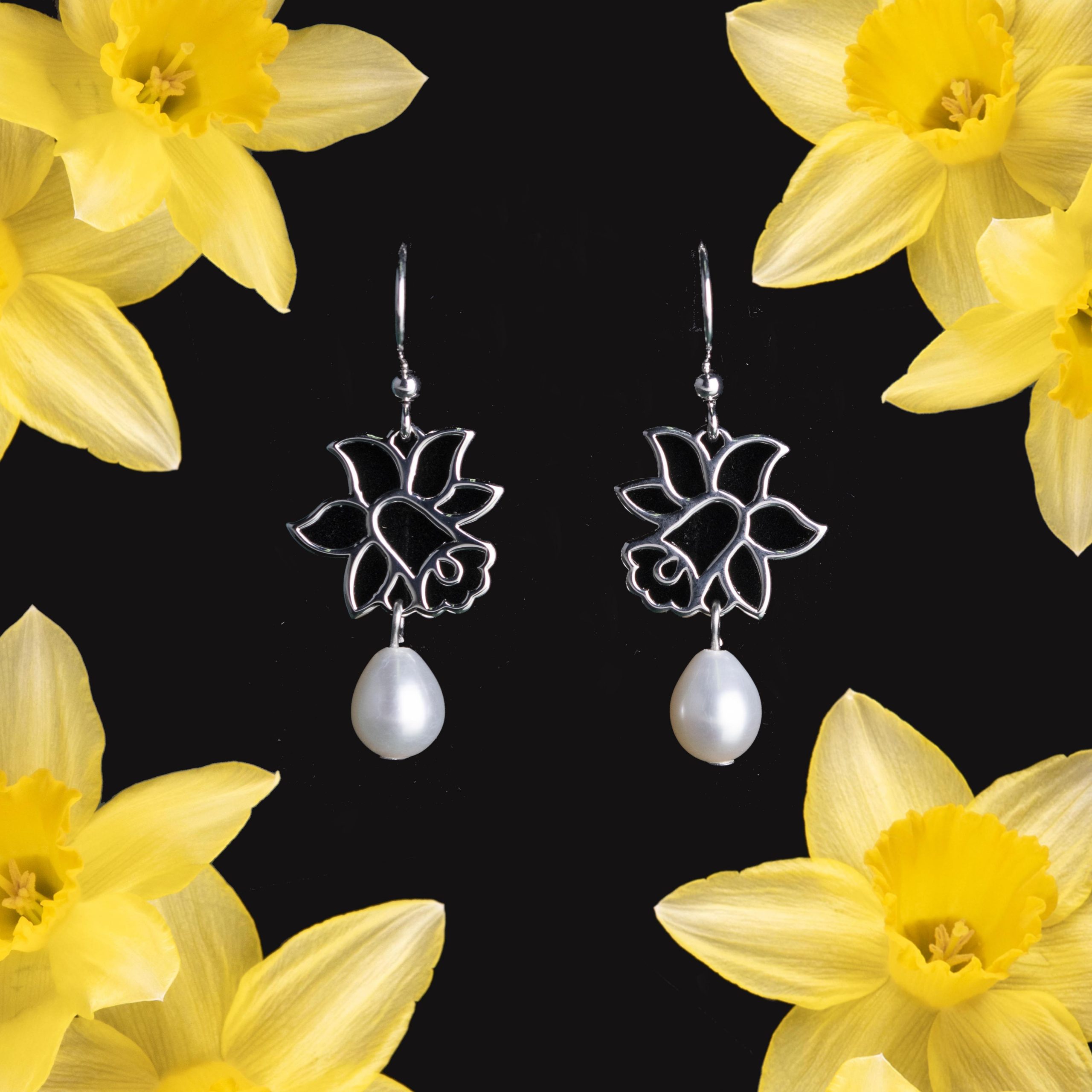 Náušnice narcis 1 +perla slza