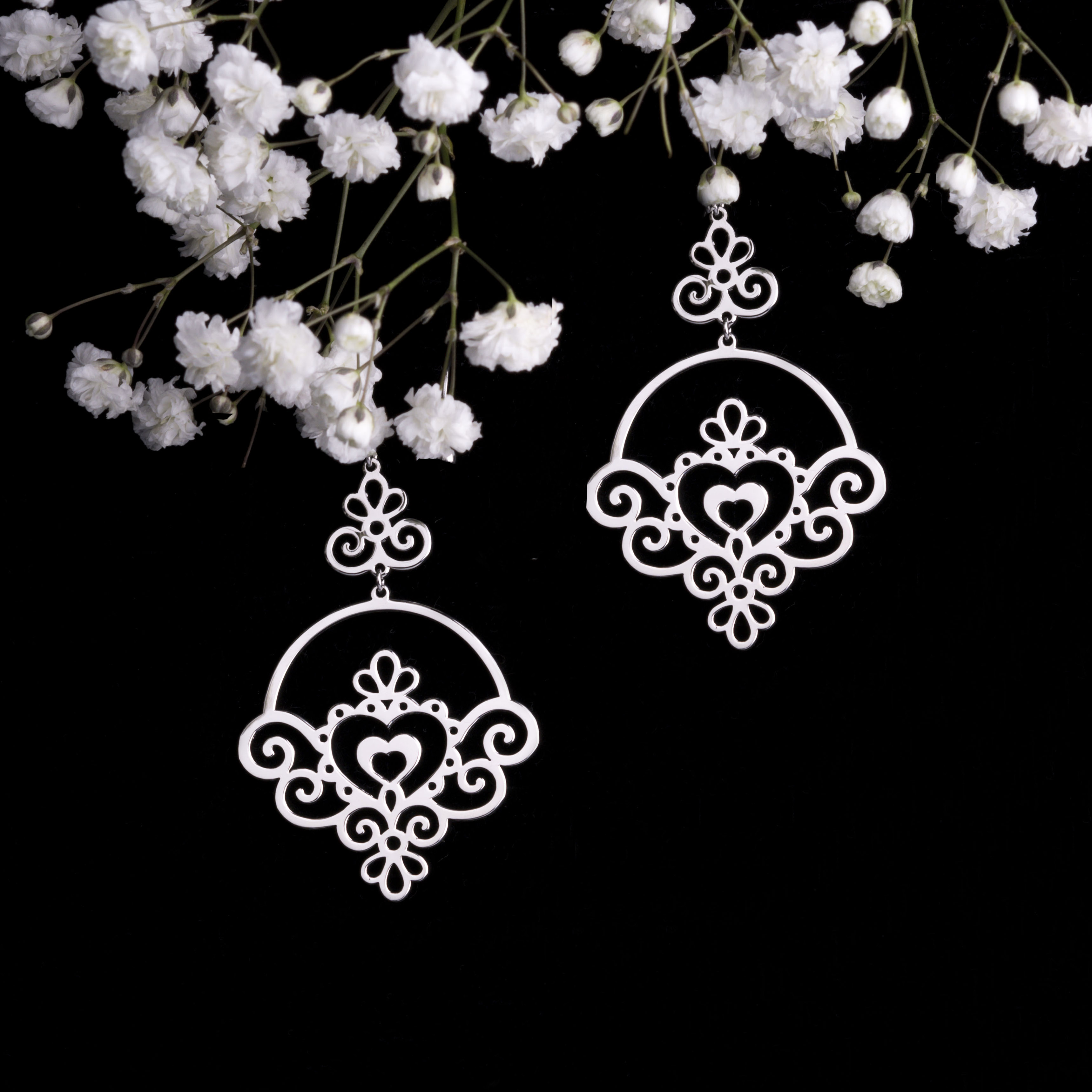 Náušnice Ornamentika - srdiečka 2