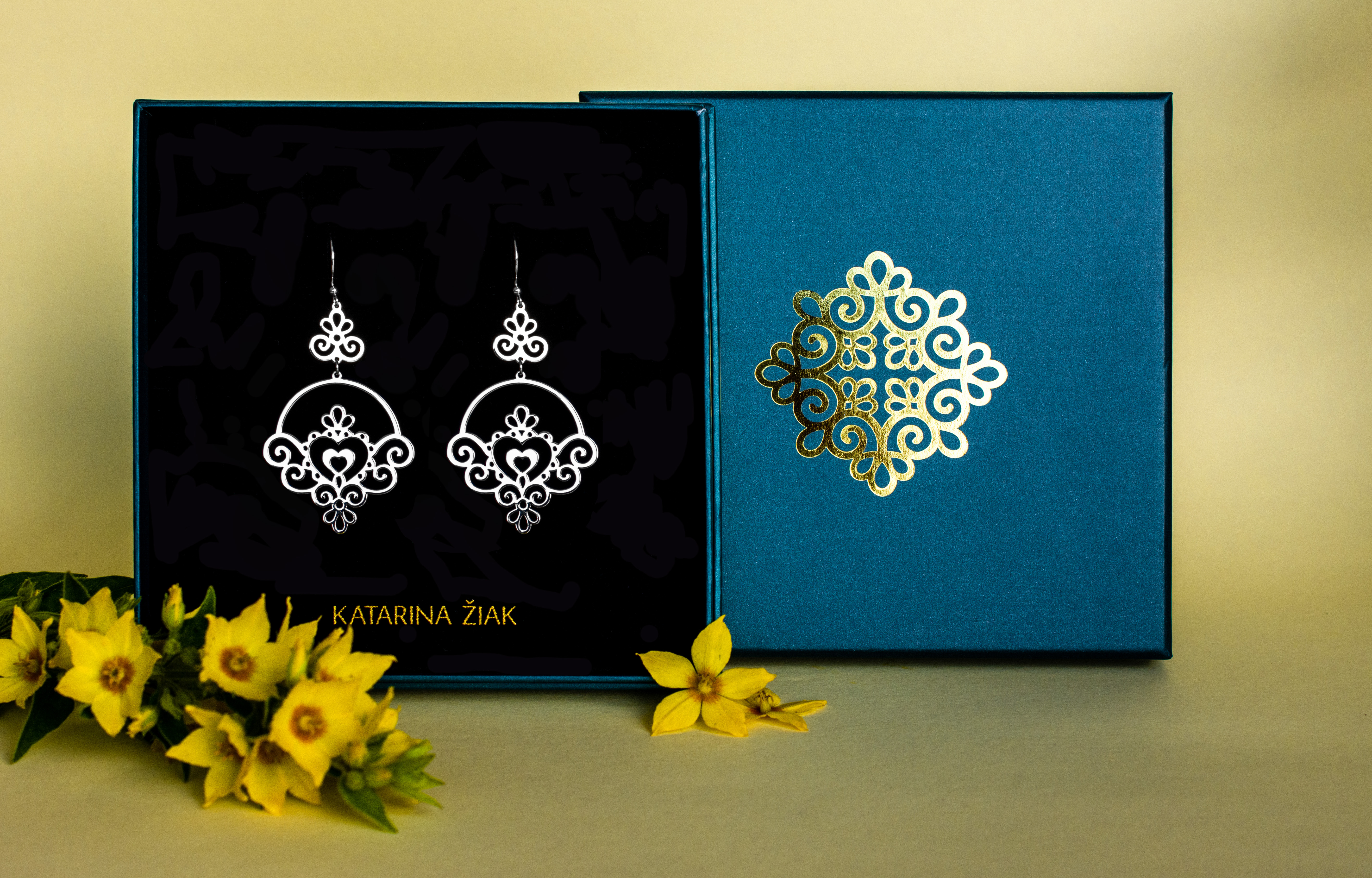 Náušnice Ornamentika - srdiečka 2