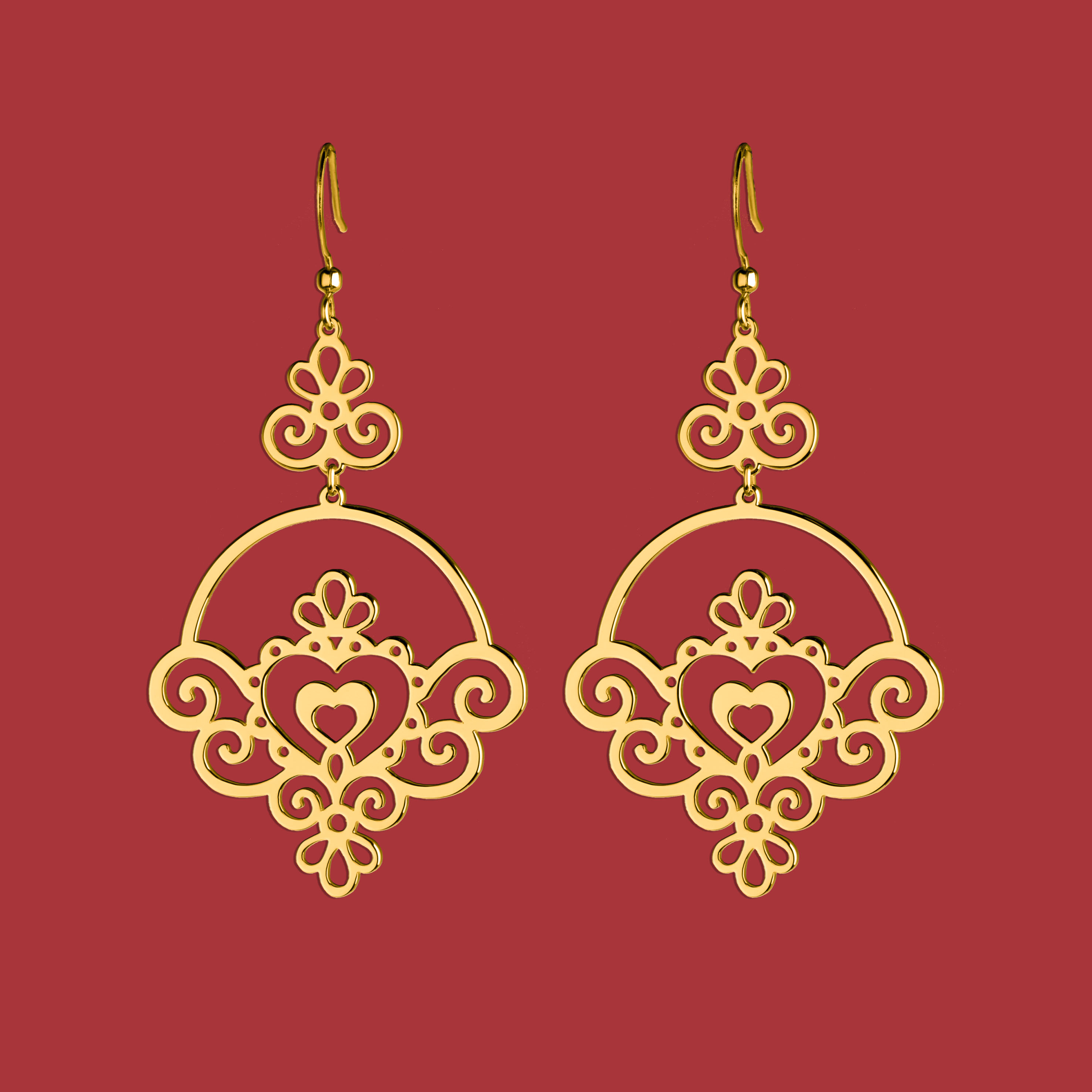 Náušnice Ornamentika - srdiečka 2