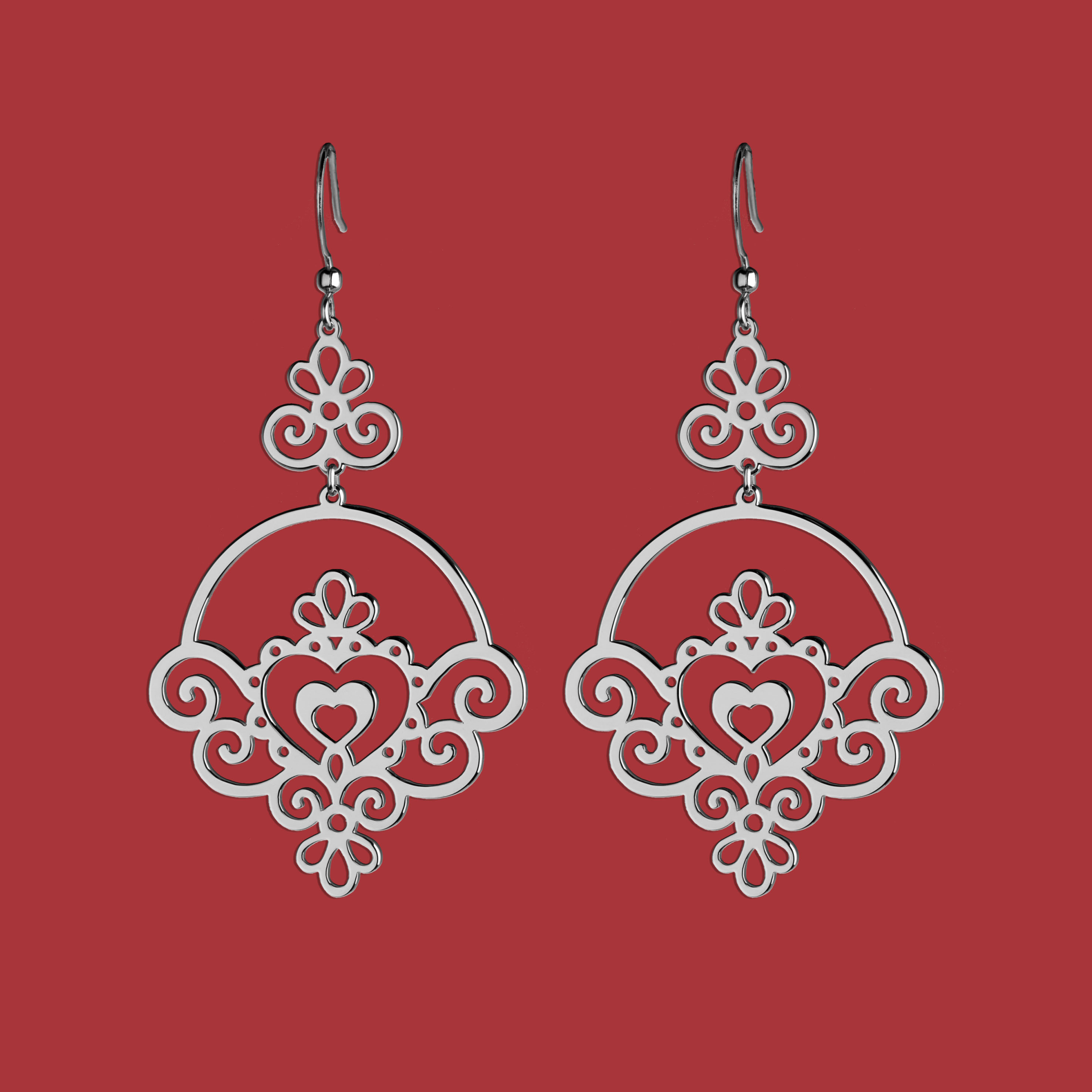 Náušnice Ornamentika - srdiečka 2