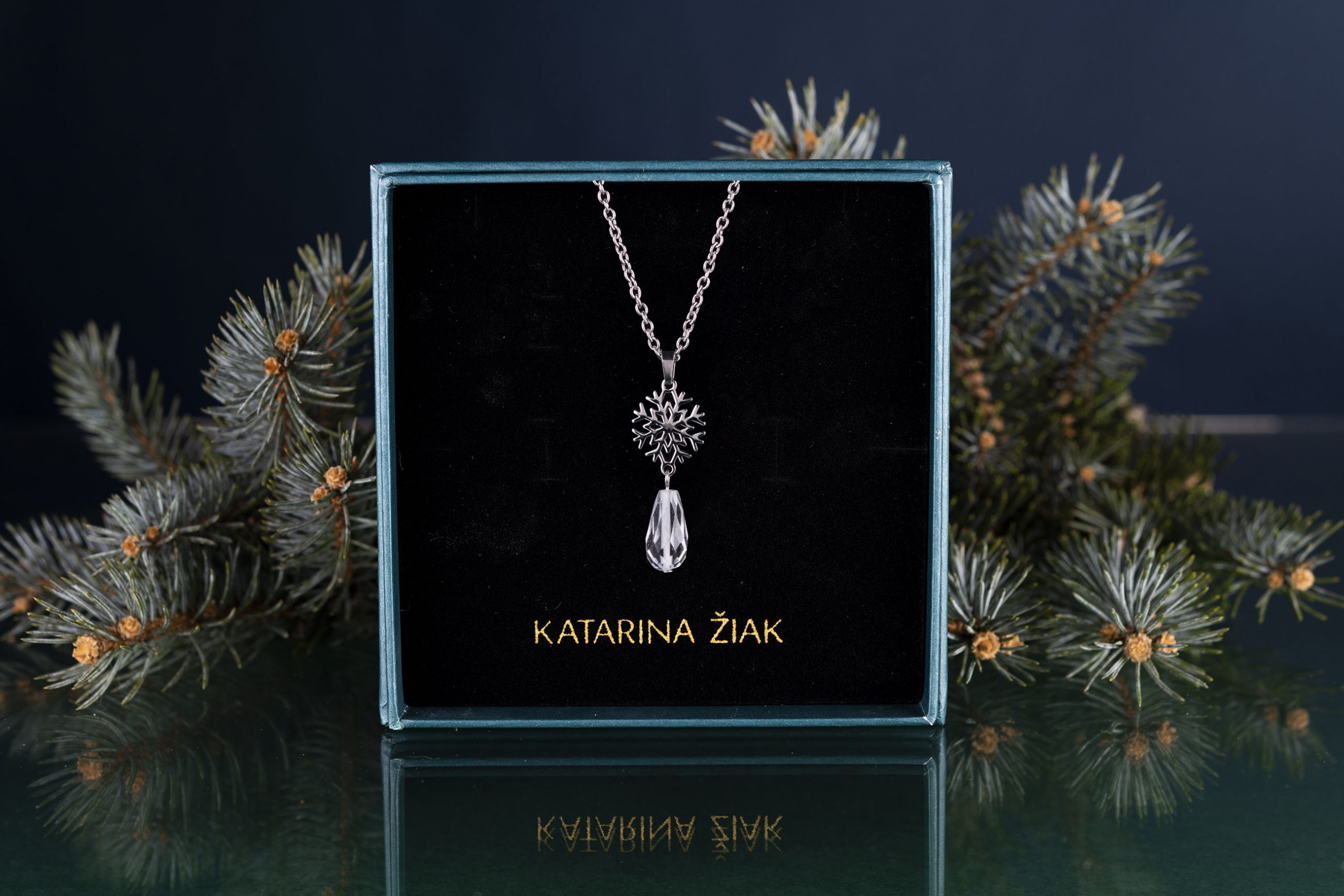 Prívesok snehová vločka 3 mini+krištáľ slza