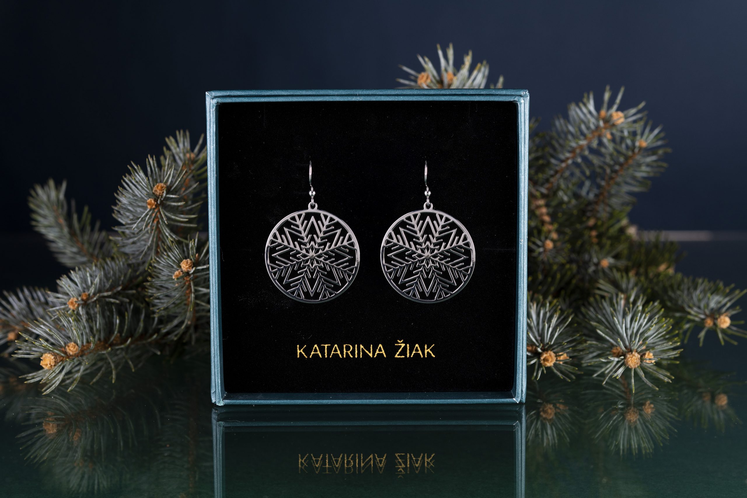 Náušnice snehová vločka 3 cm - 1 + háčik