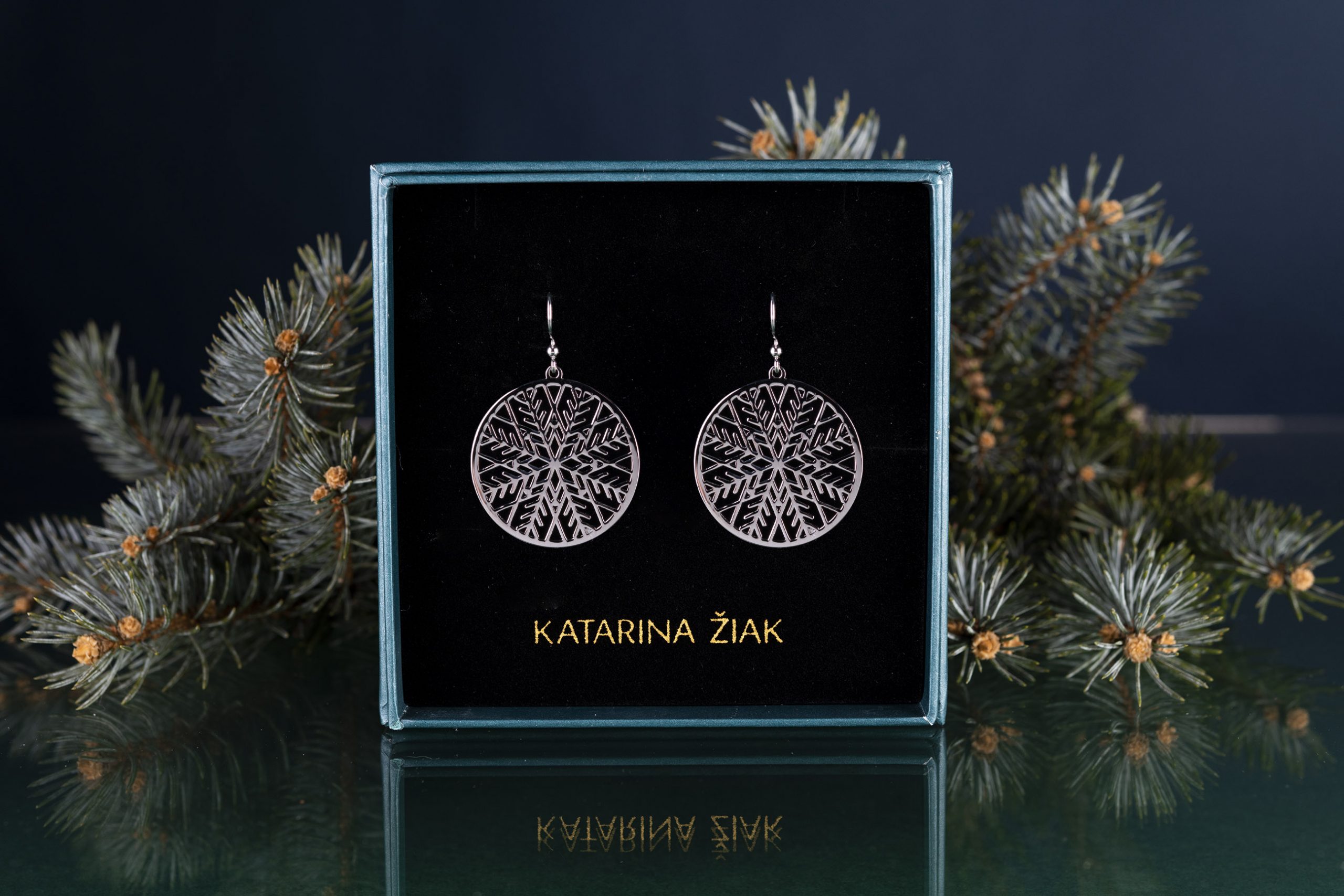 Náušnice snehová vločka 3 cm - 2 + háčik