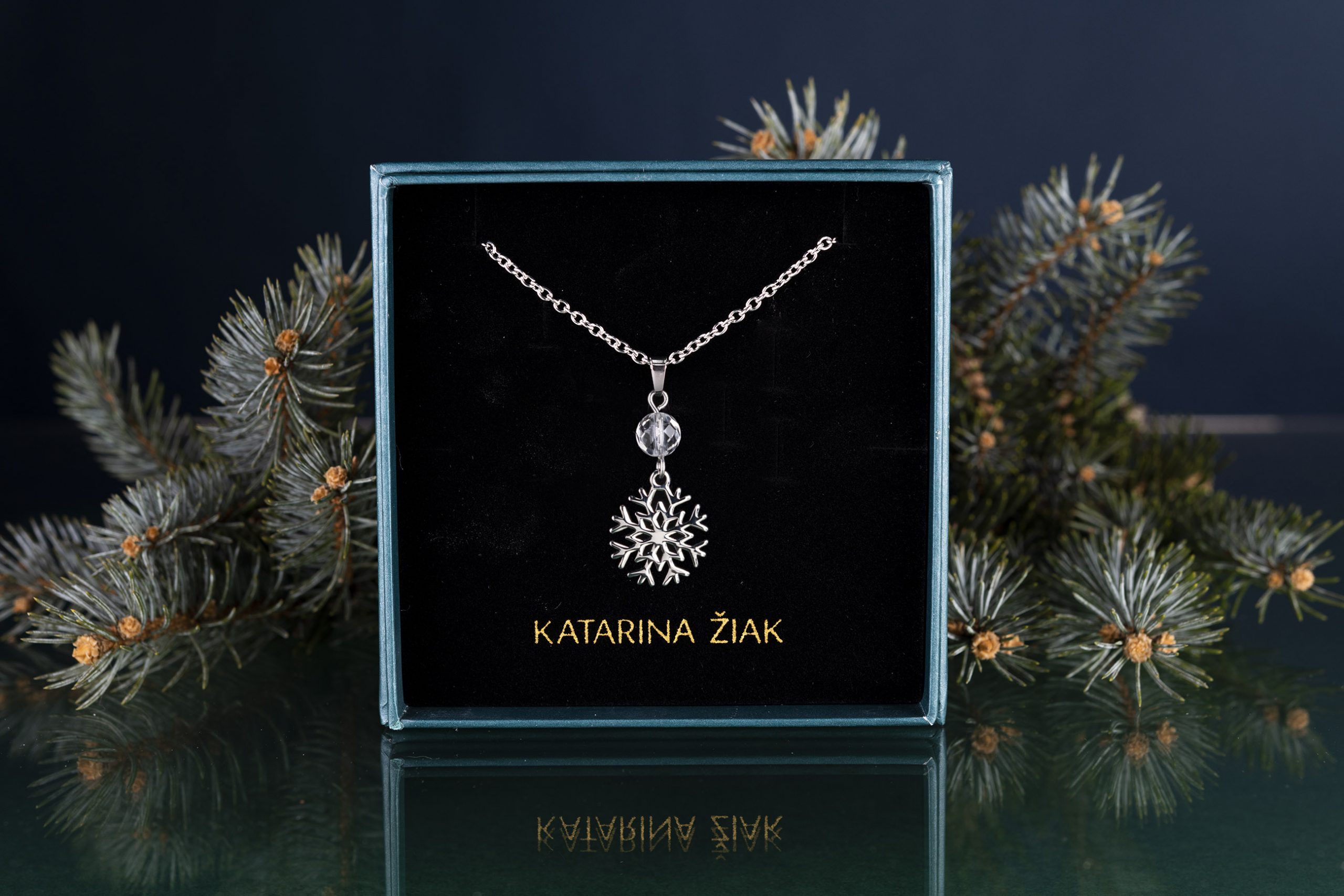 Prívesok snehová vločka 3 mini+krištáľ