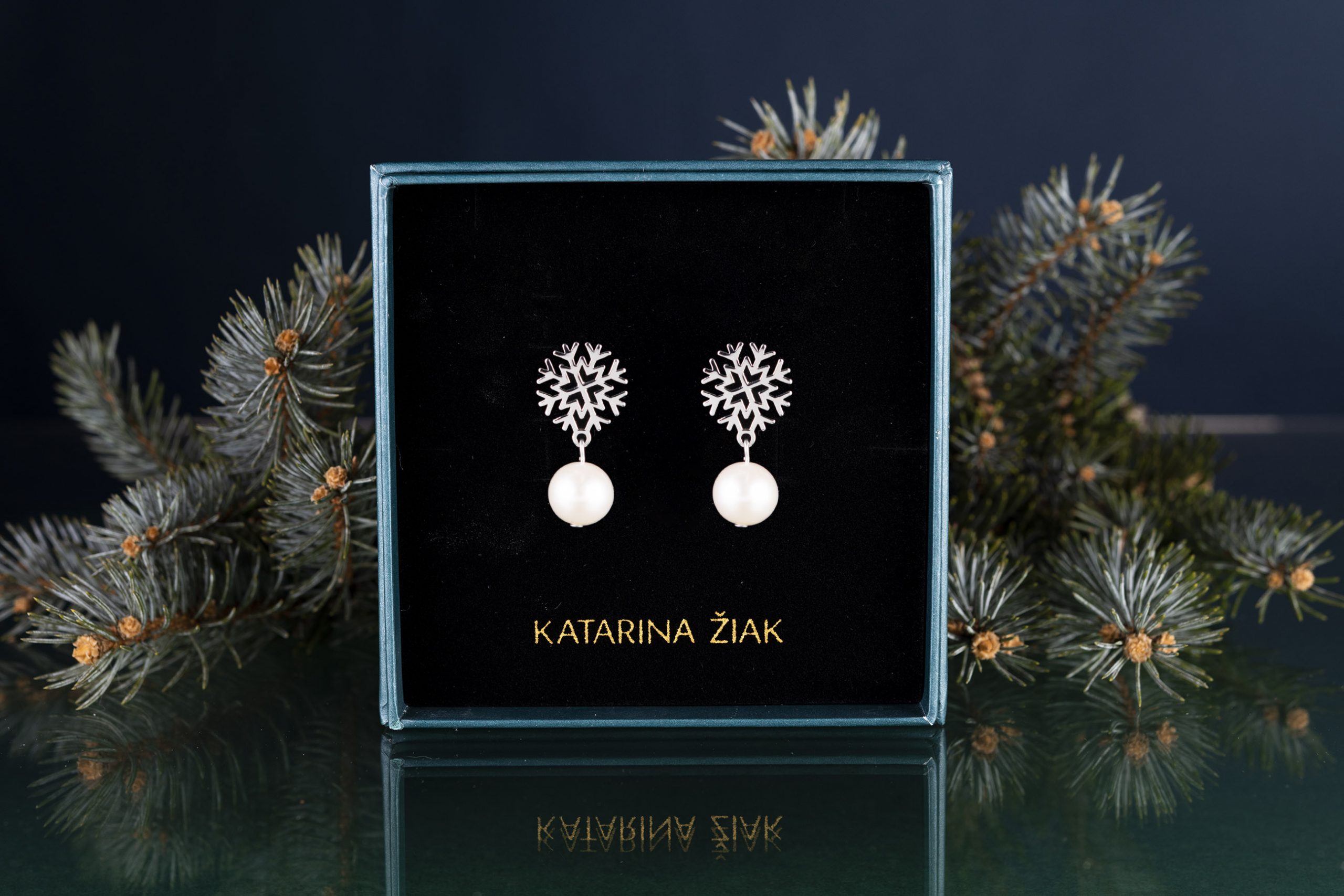 Náušnice snehová vločka 2 mini +perla