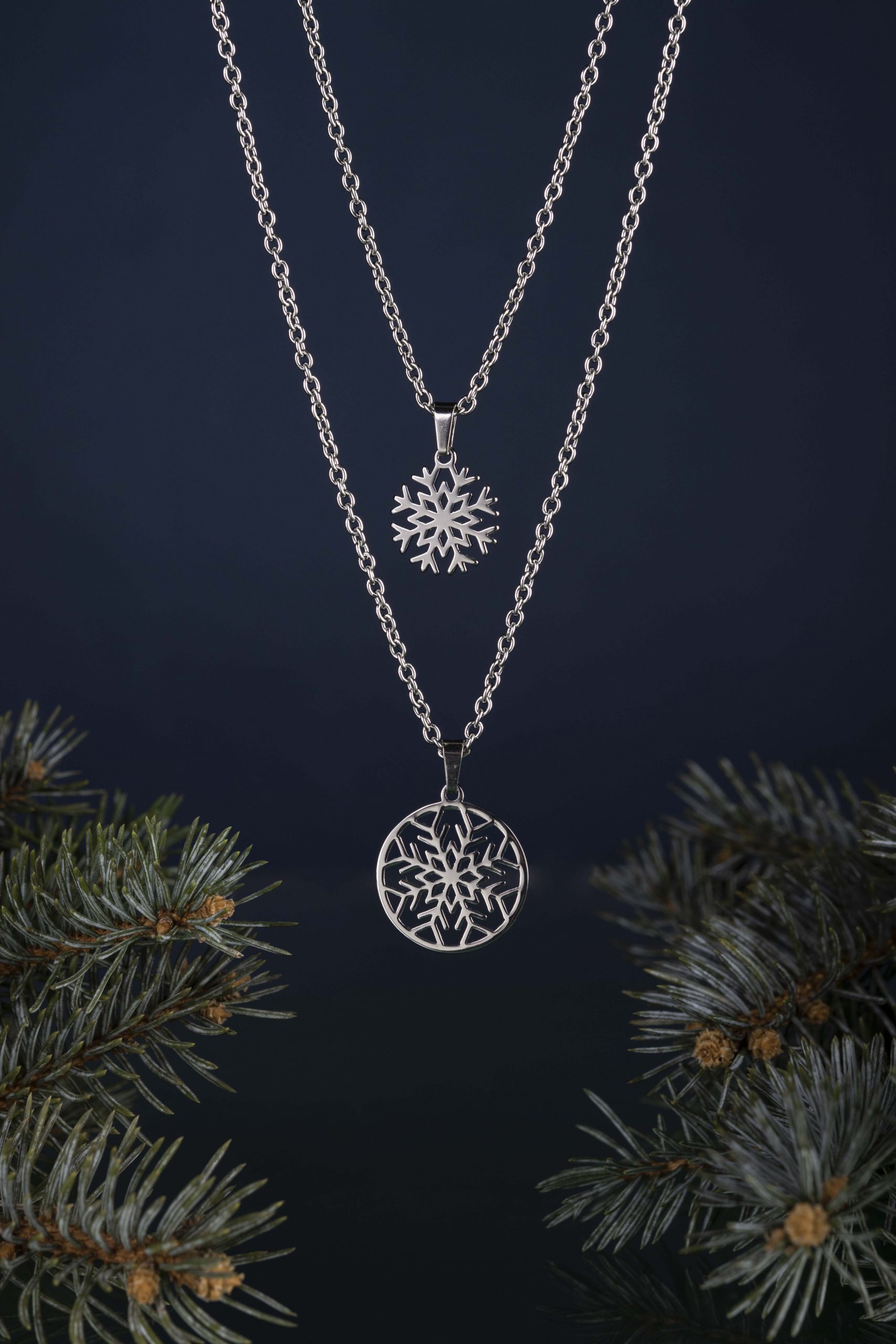 Dvojradový náhrdelník snehové vločky 2 kruh