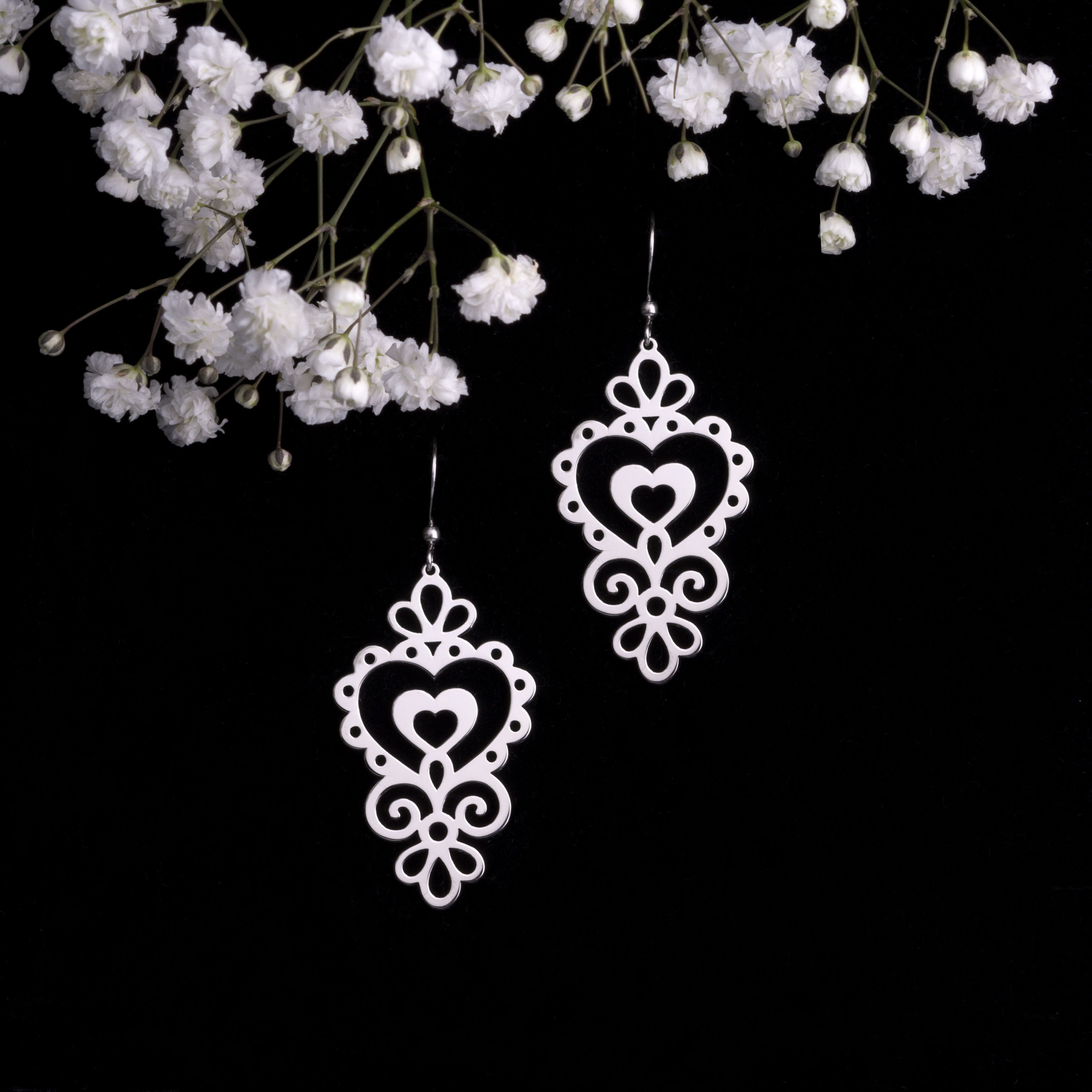 Náušnice Ornamentika - srdiečka 1