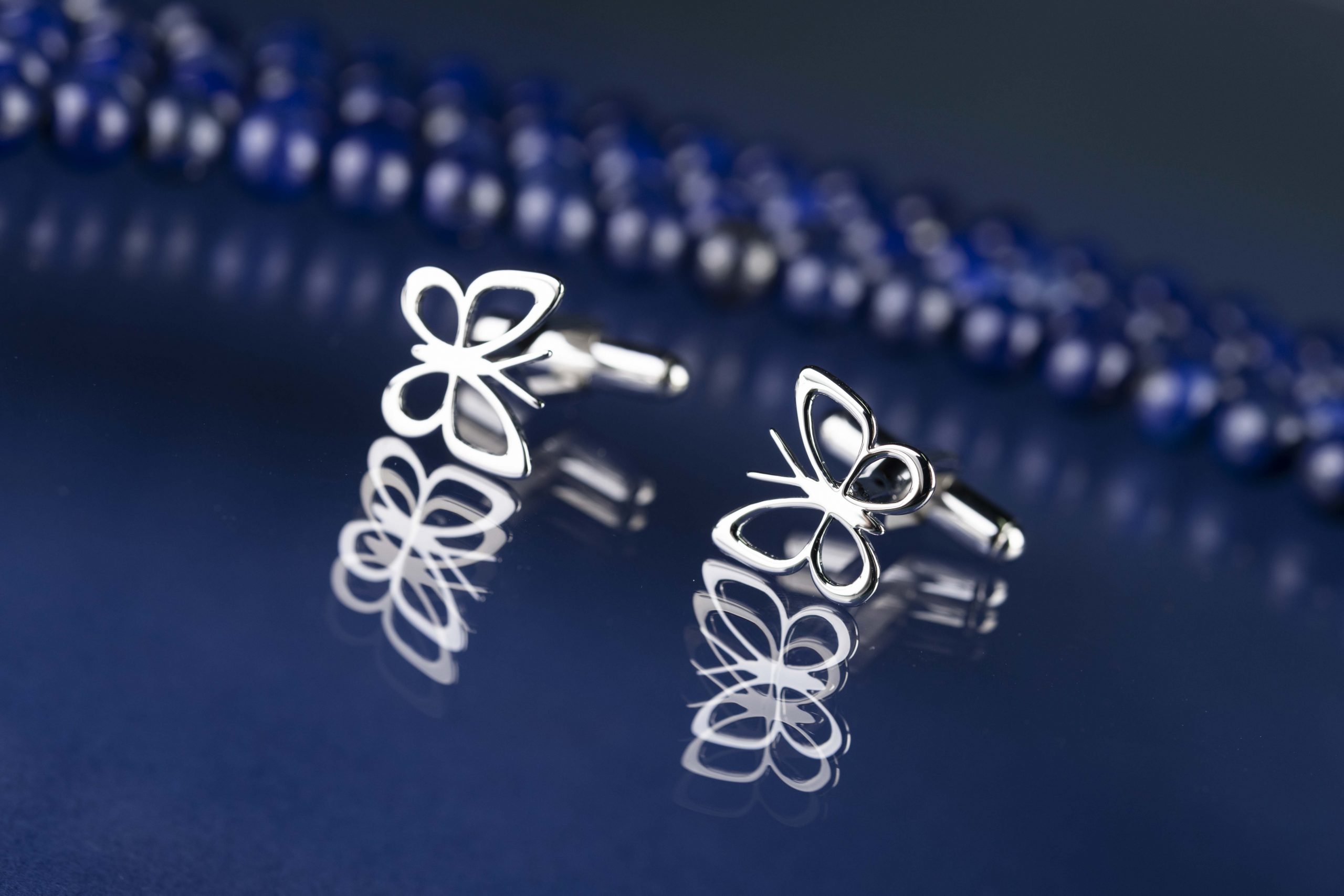 Motýľ - modráčik - manžetové gombíky