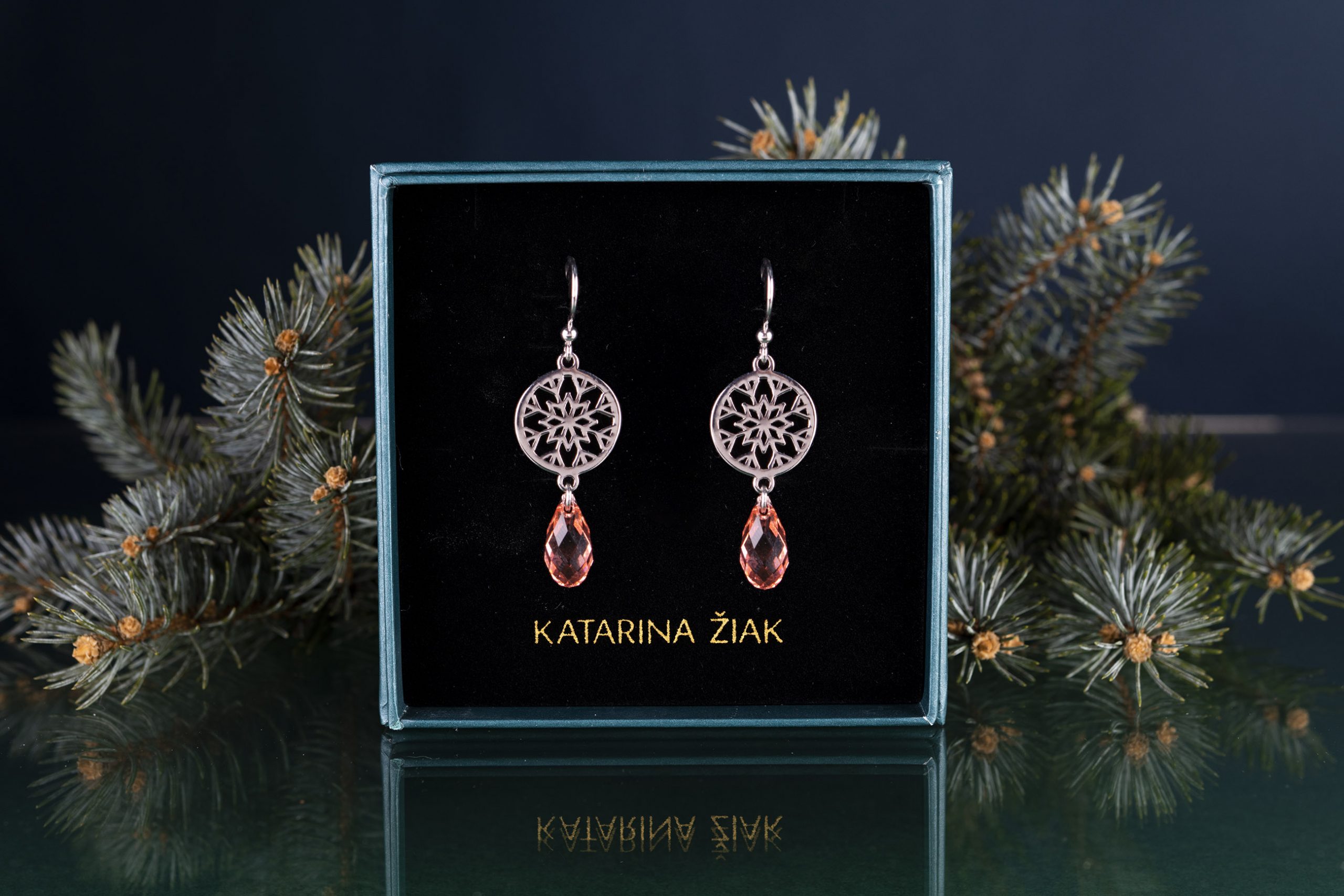 Náušnice snehová vločka kruh mini 1 - Swarovski