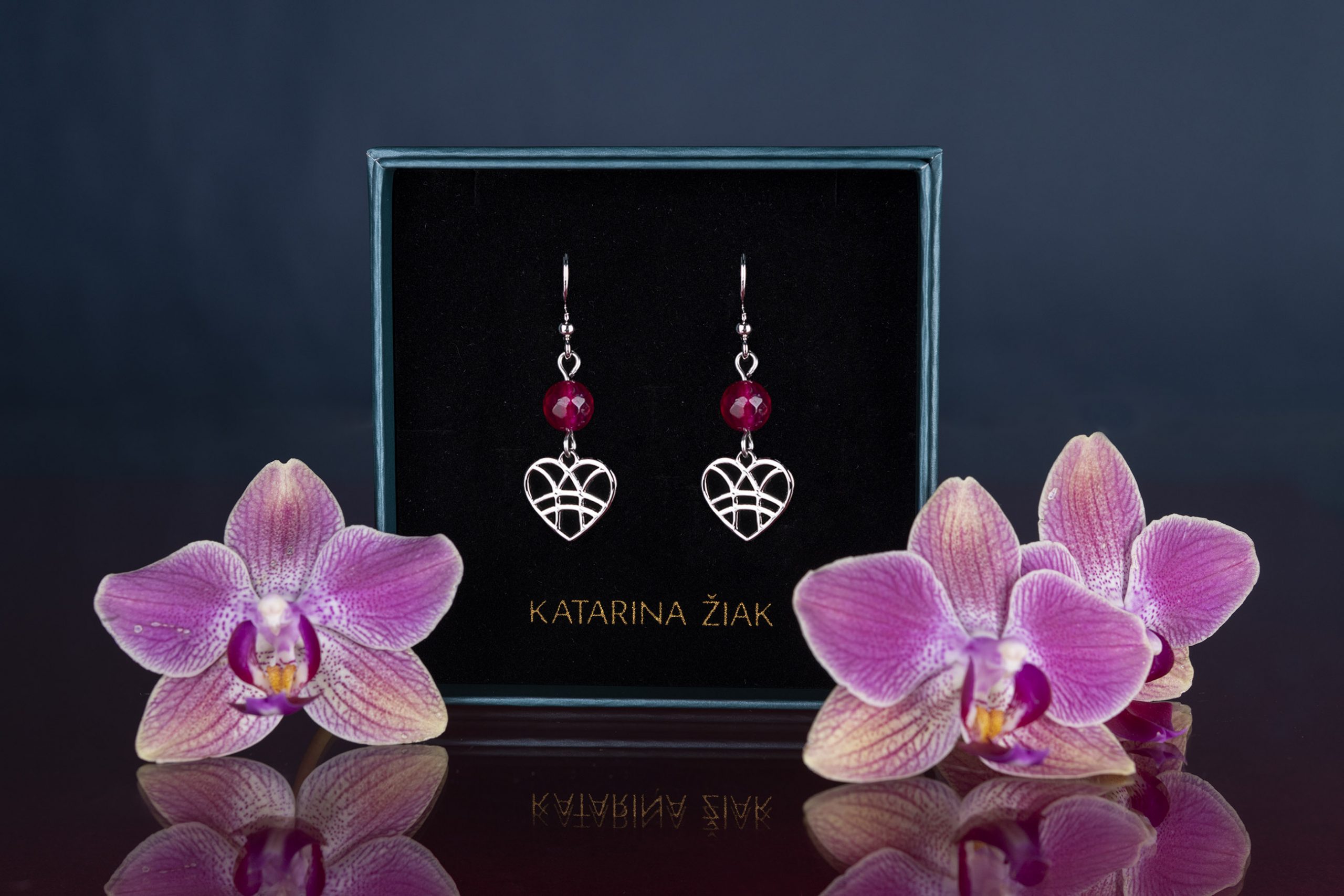 Náušnice srdiečko IBA TEBE mini + achát