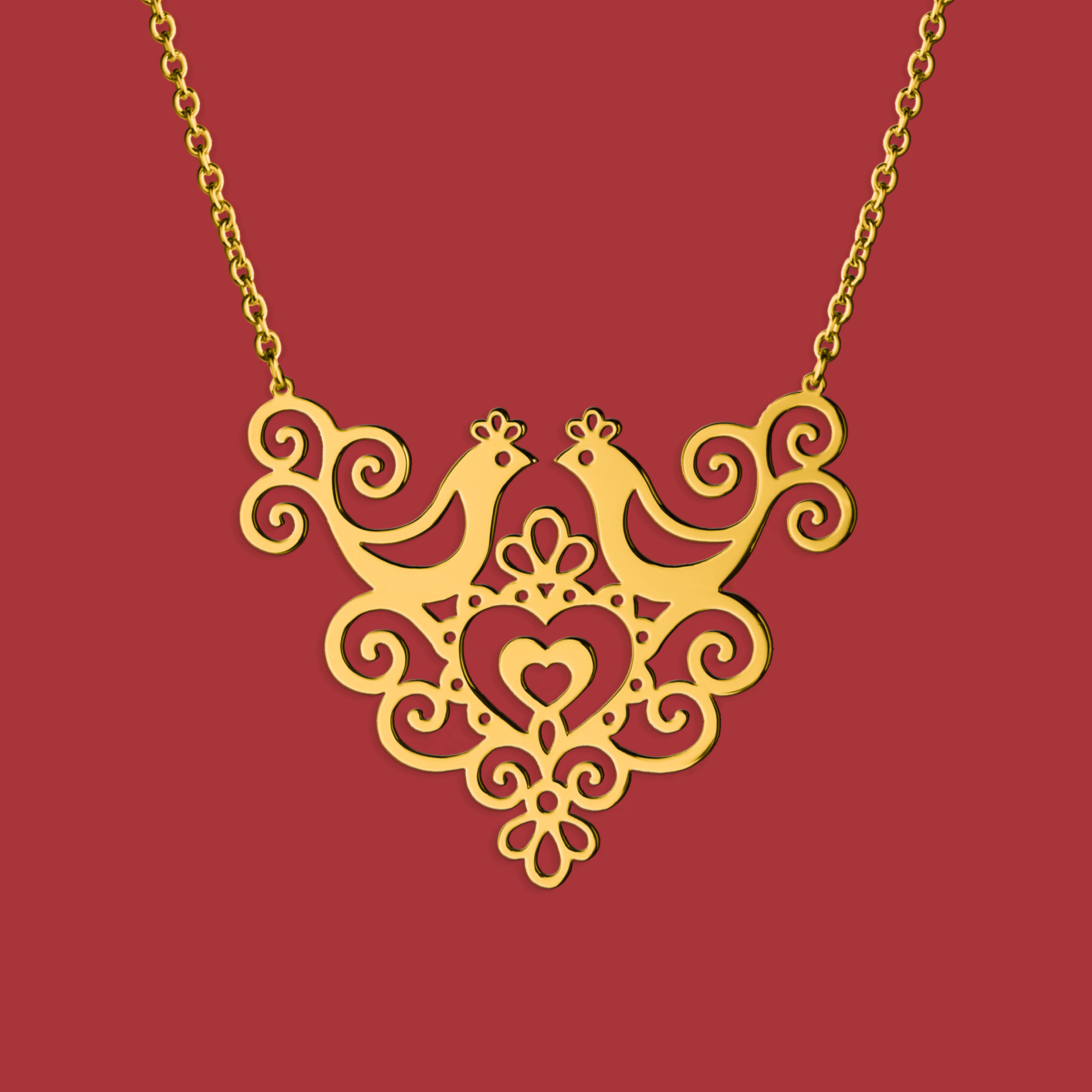 Náhrdelník Ornamentika - holubice - krátky