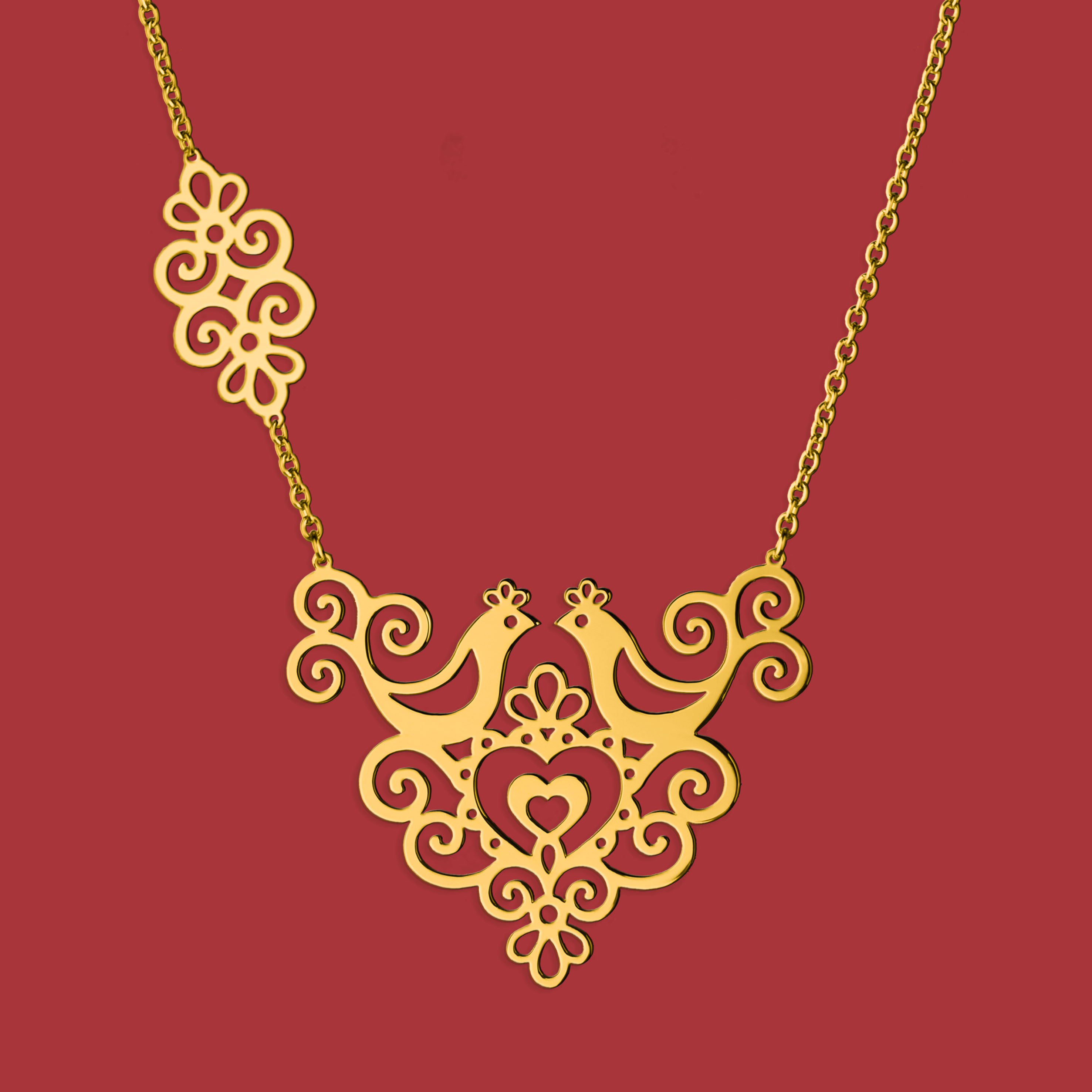 Náhrdelník Ornamentika - holubice - dlhý