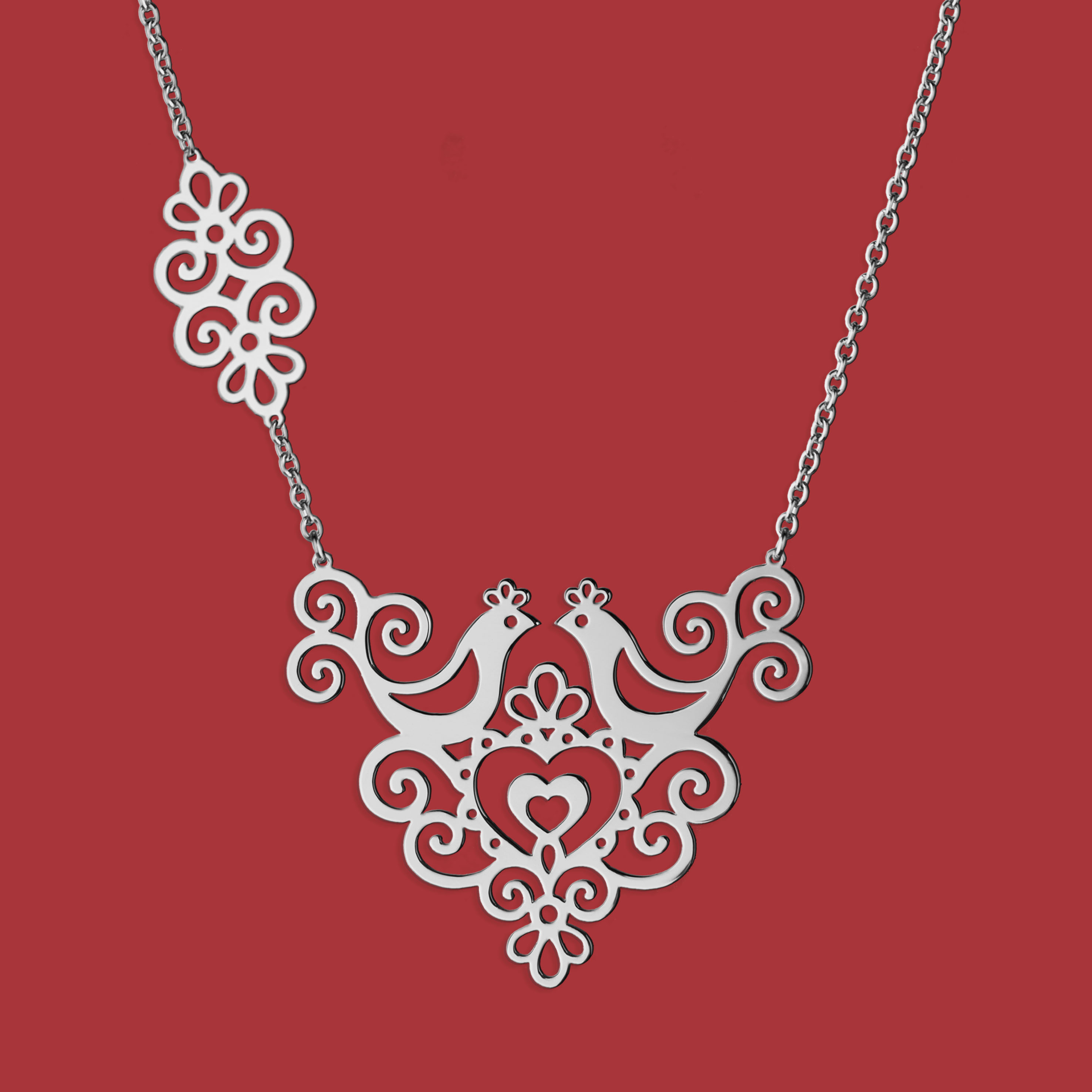 Náhrdelník Ornamentika - holubice - dlhý