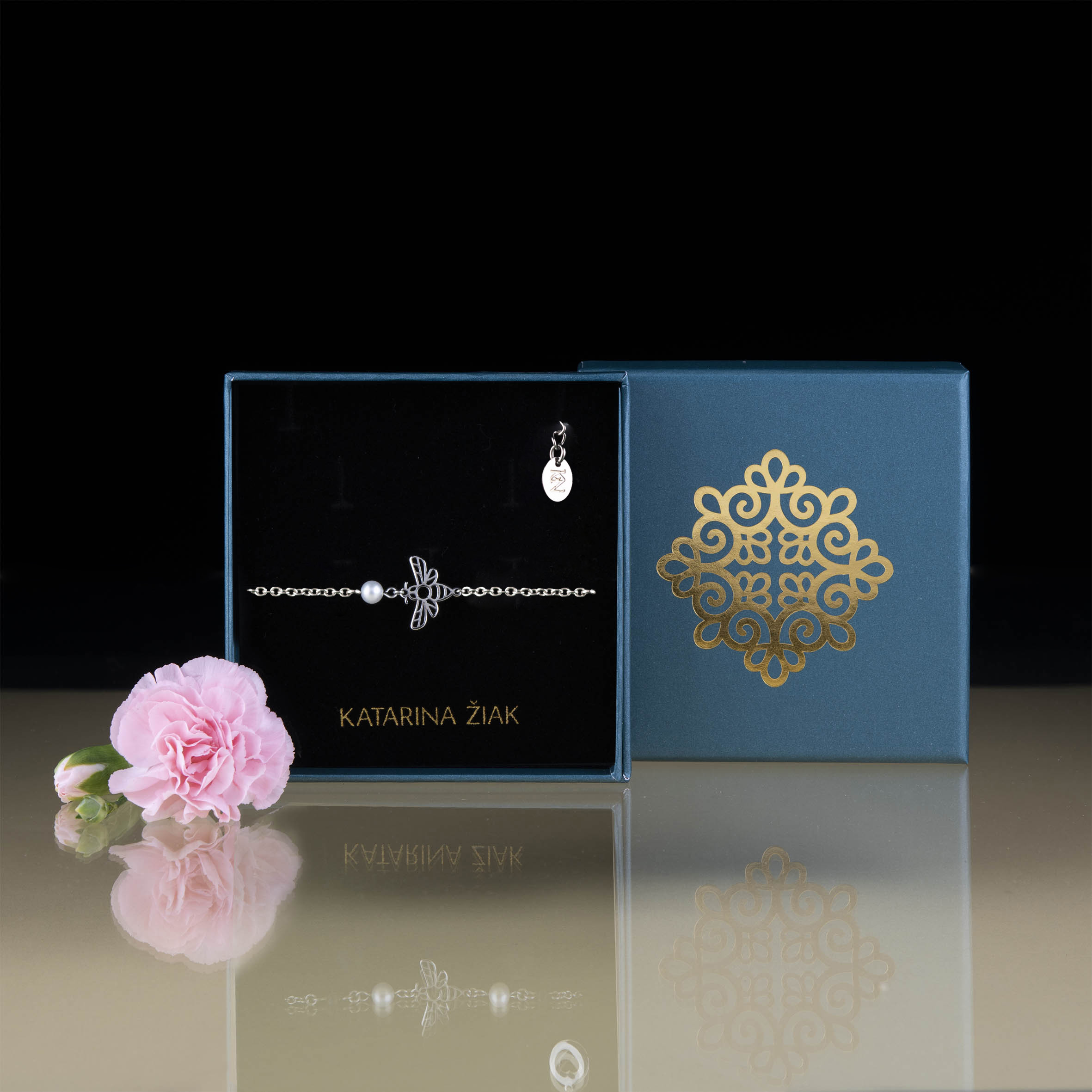 Náramok včela MINI – retiazka + 1 perla