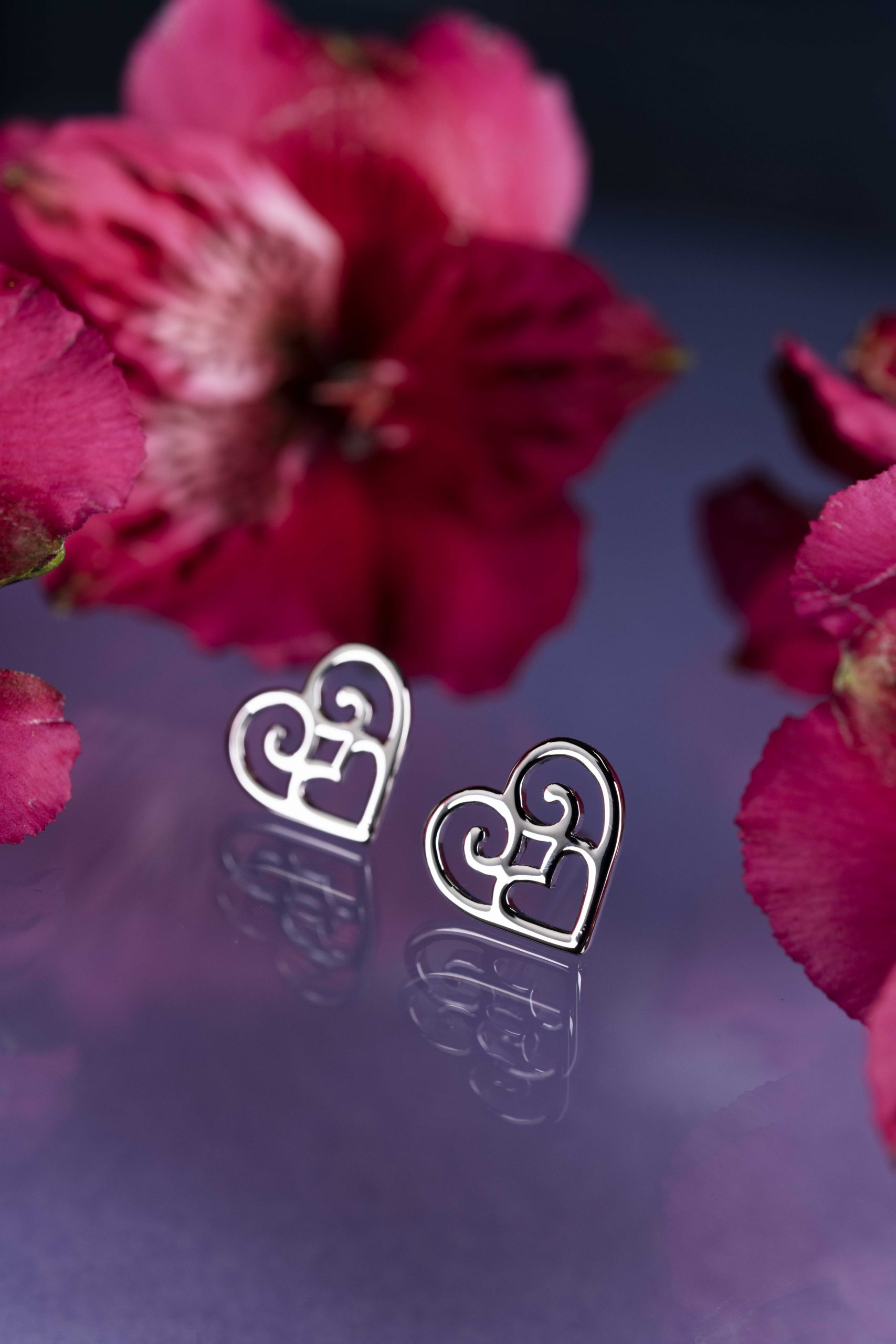 Napichovacie náušnice srdiečko Polomka 2