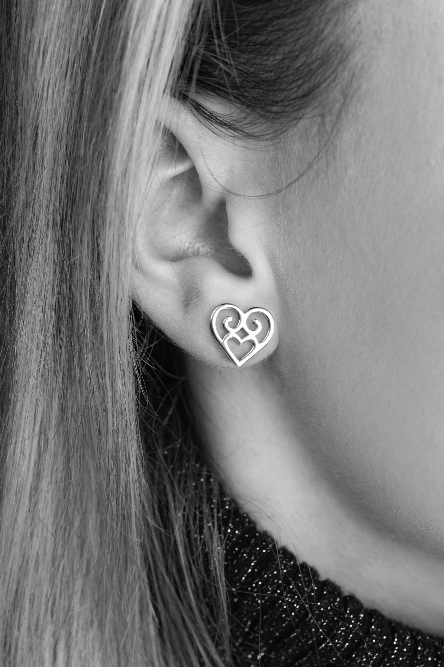 Napichovacie náušnice srdiečko Polomka 2