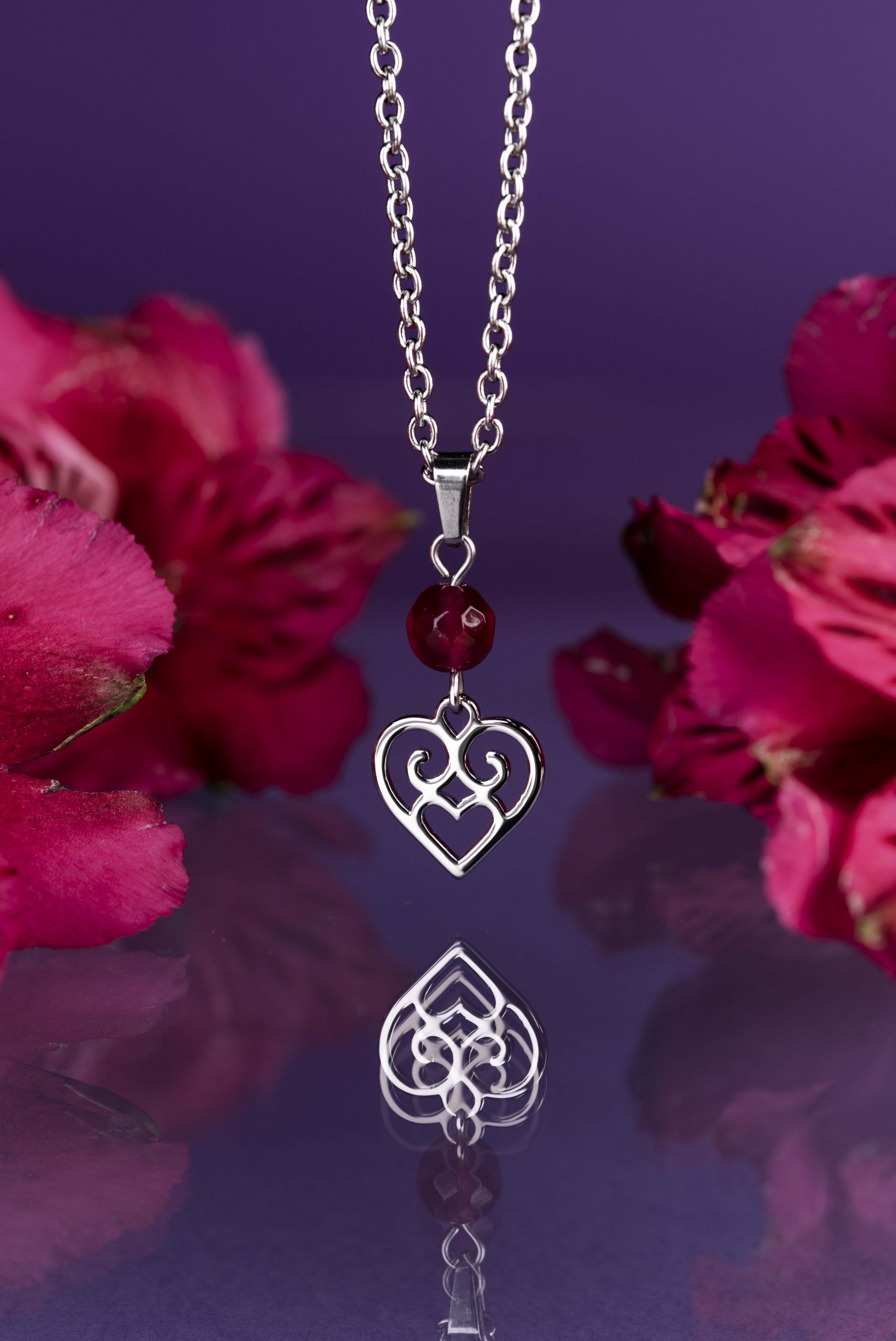 Prívesok srdiečko Polomka 2 + rubínový achát