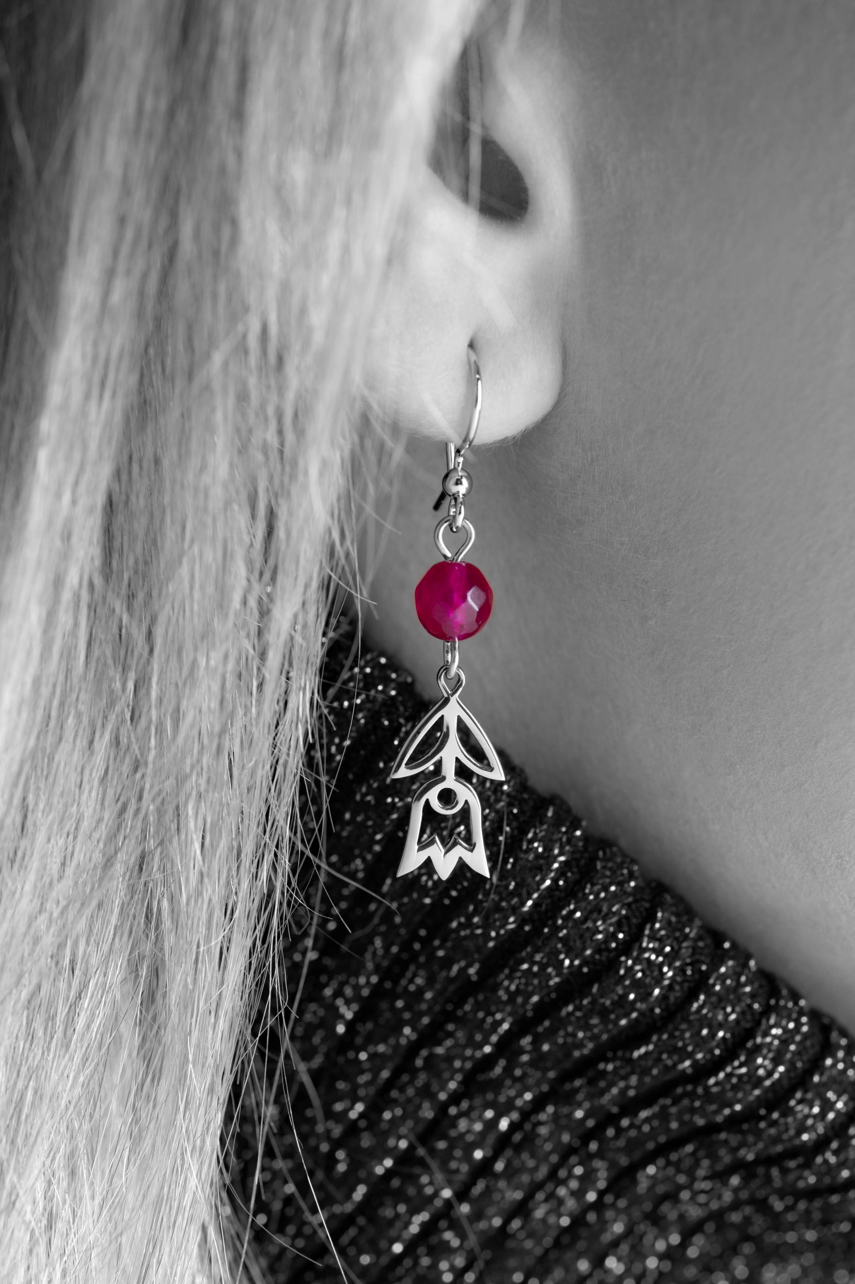 Náušnice zvonček Polomka 1 + rubínový achát