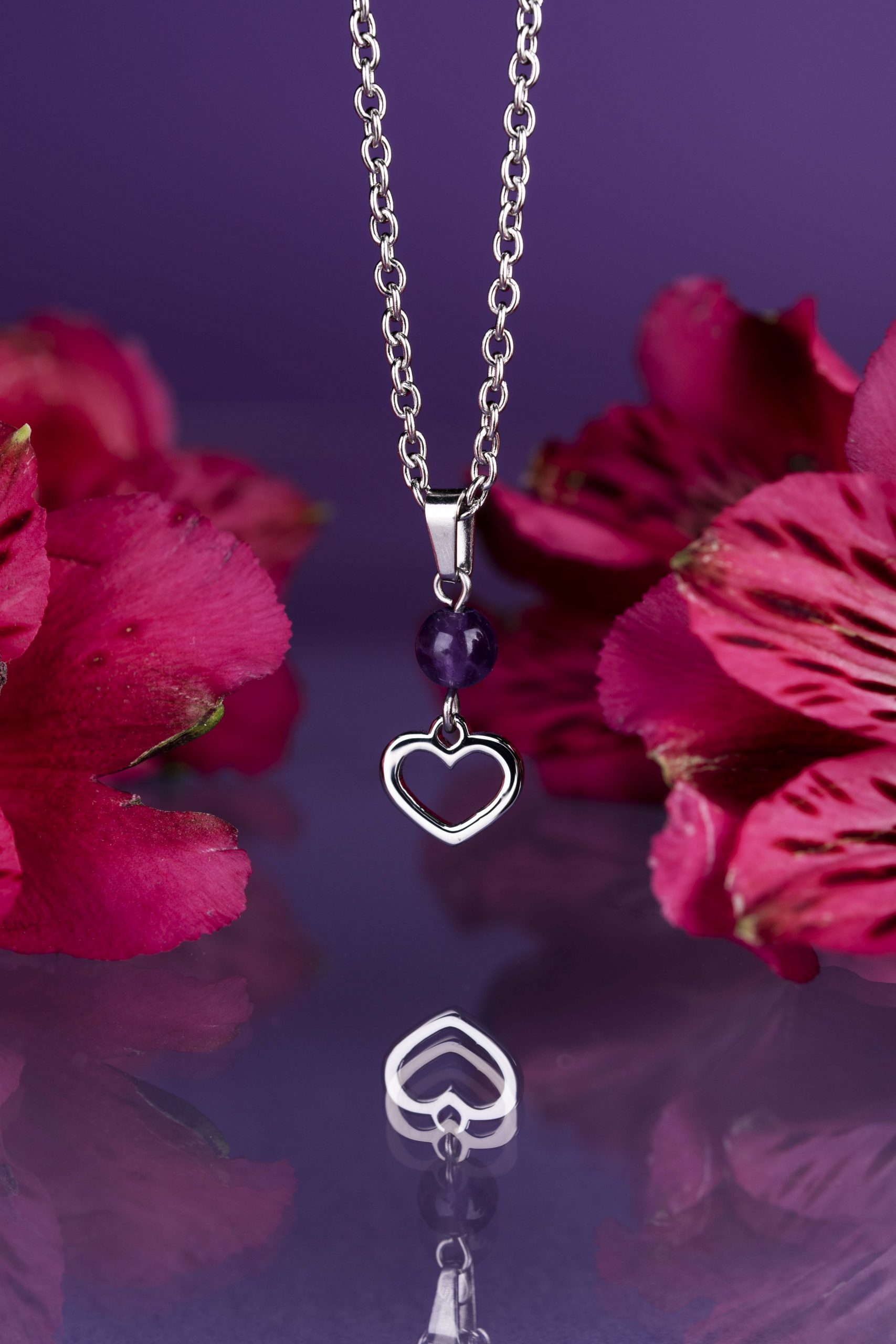 Prívesok srdiečko Závadka 1 + ametyst