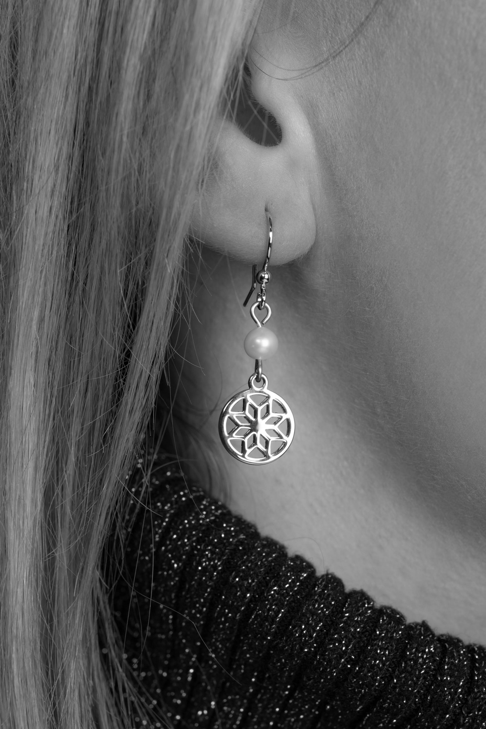 Náušnice kruh hviezda - Pohorela 1 + sladkovodná perla