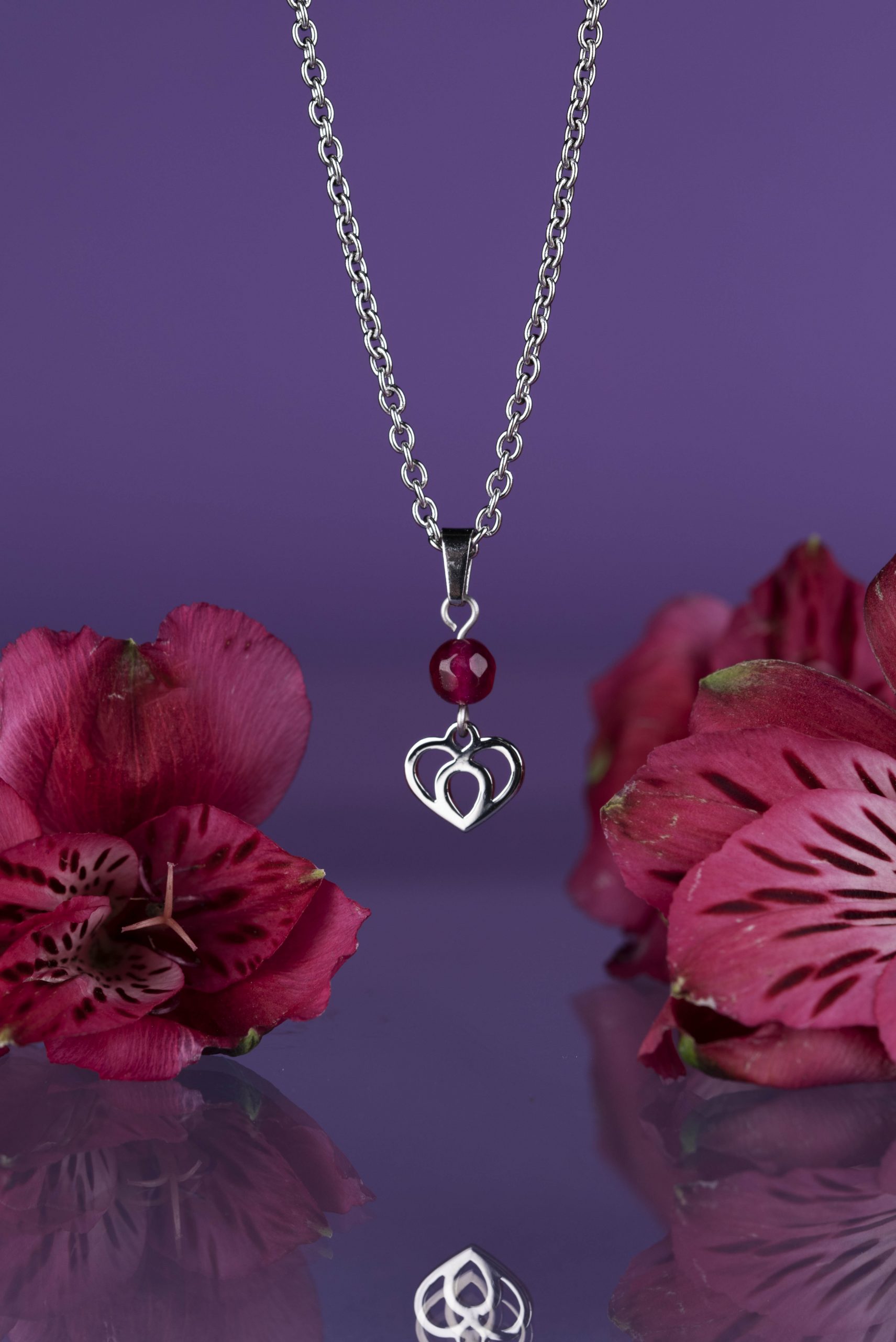 Prívesok srdiečko Polomka 1 + rubínový achát