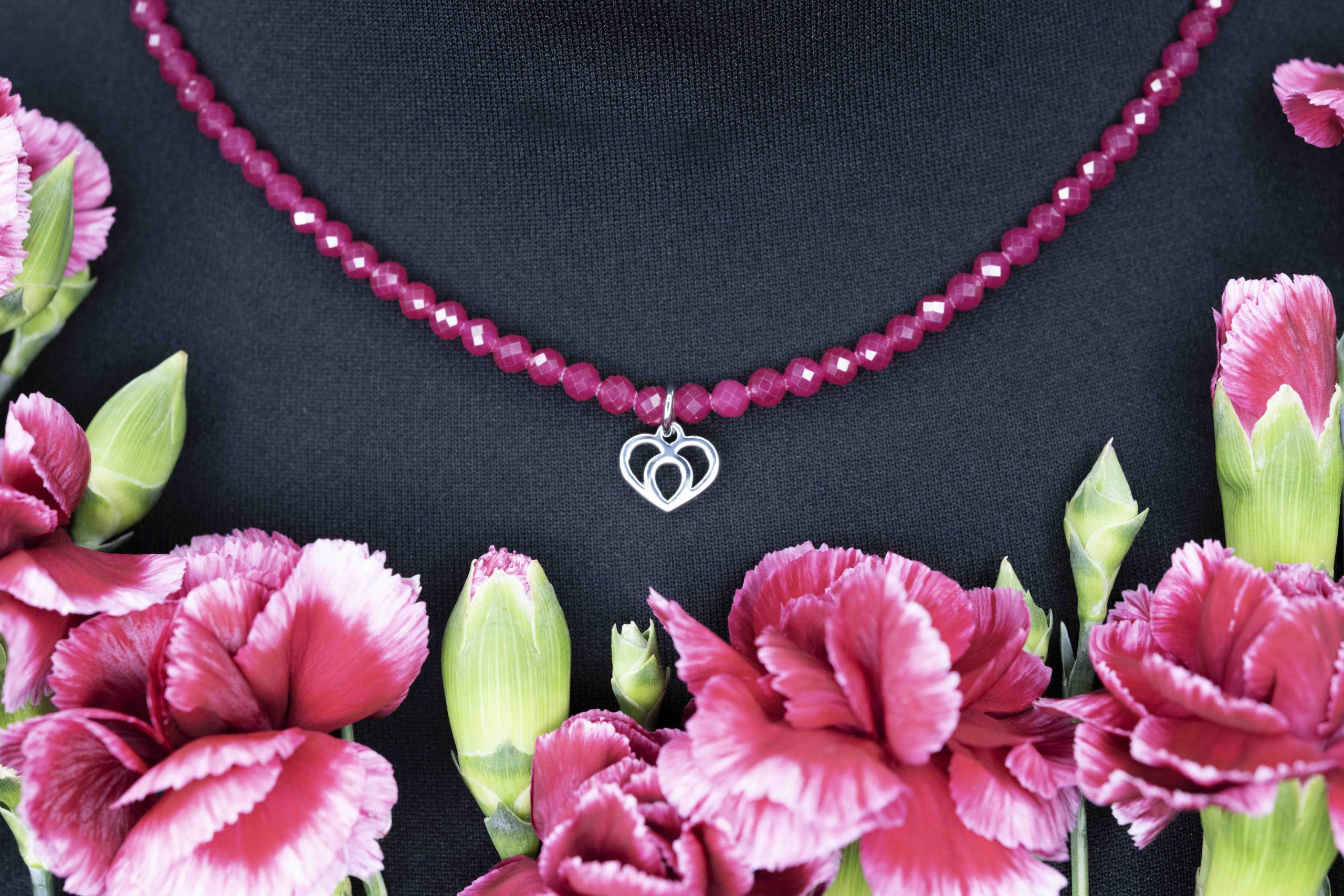 Náhrdelník - srdiečko Polomka 1  + rubínový korund 1